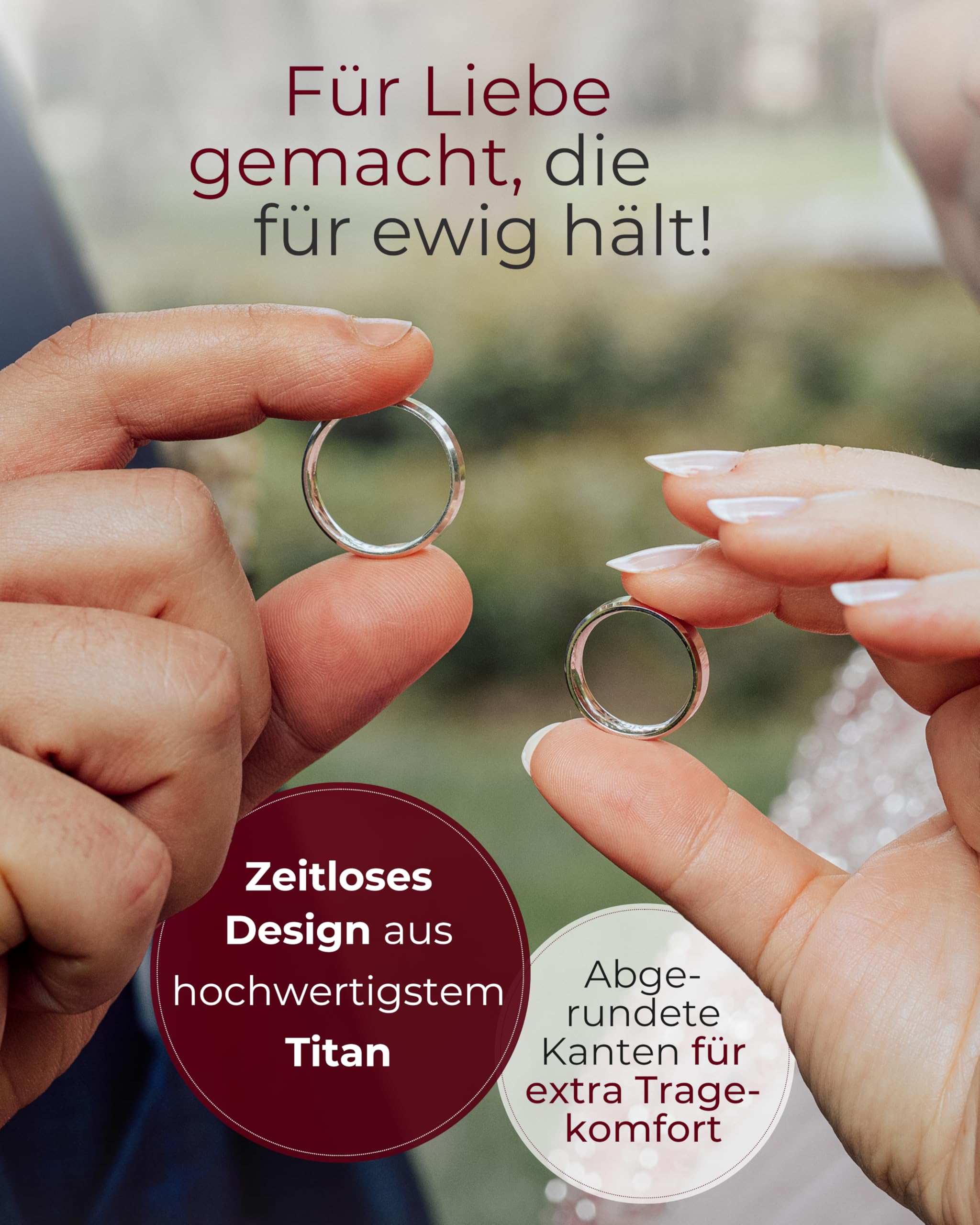123traumringe Titan Eheringe | Hochwertige Partnerringe mit Zirkonia & Etui | Alle Ringe gravierbar | Ringgrößen 50–70 mm, 5 mm Breite & 2 mm Stärke | Modell S93
