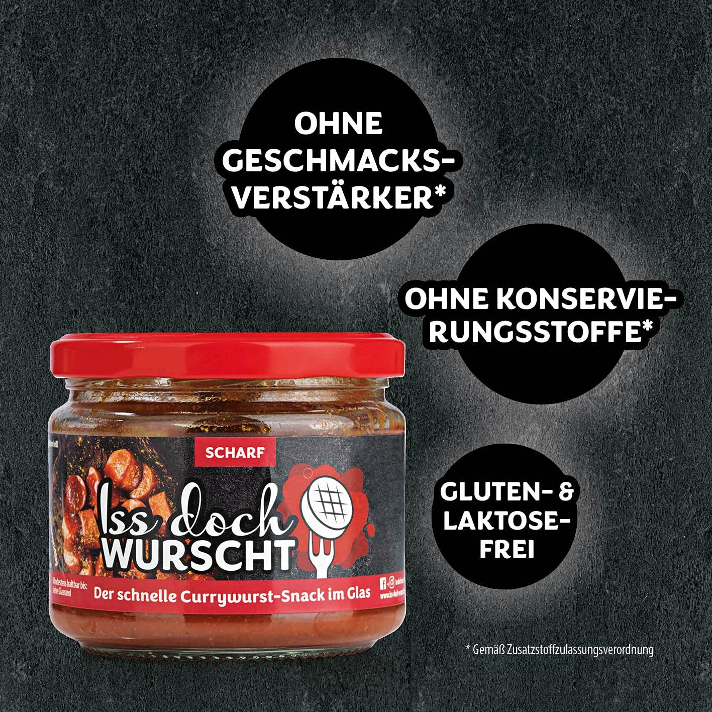 Iss Doch Wurscht Currywurst-Snack Scharf 6er | Einfach kurz erwärmen und genießen | Saftige Rostbratwurst in einer lecker-würzigen Soße | Natürlich konserviert und ungekühlt haltbar [250g]