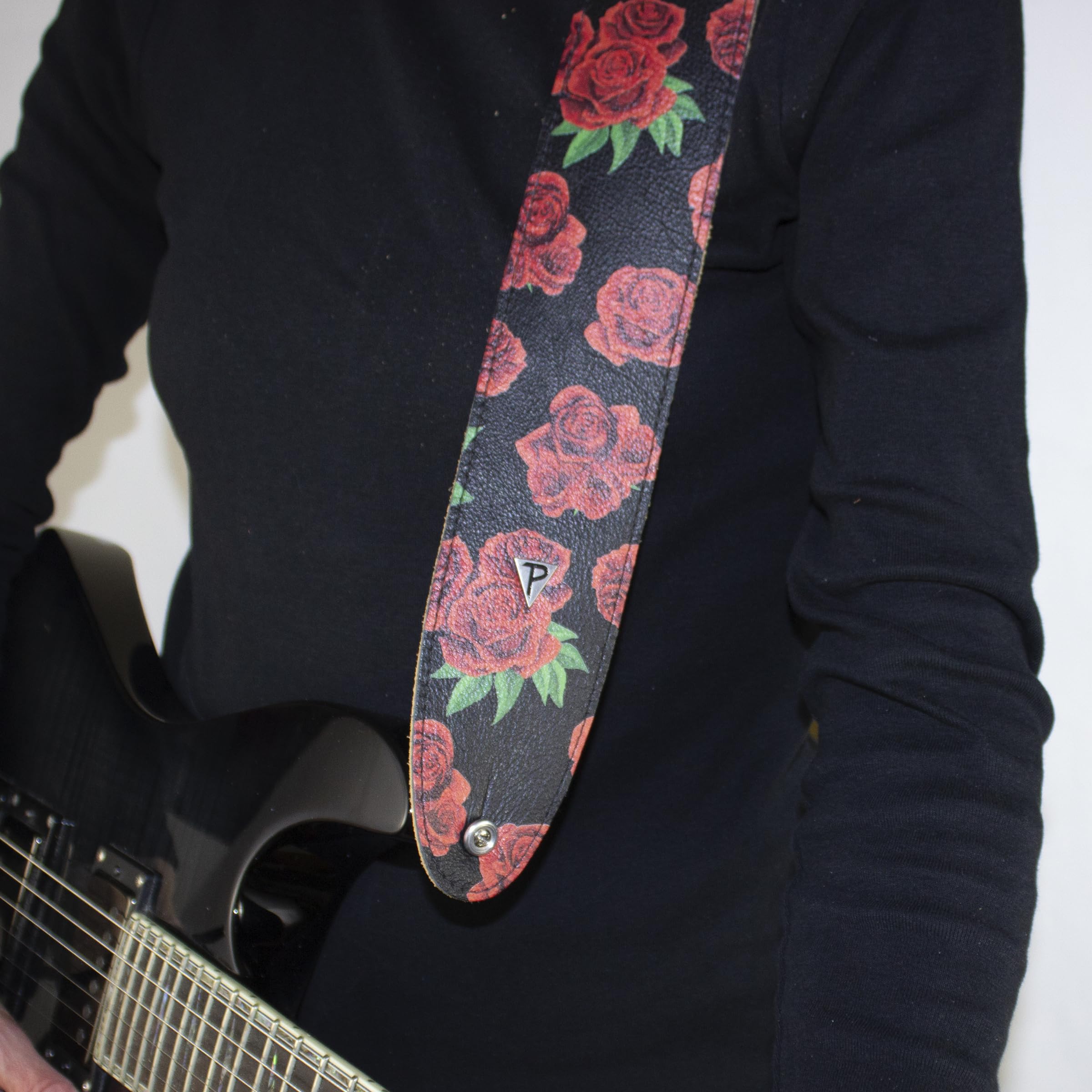 Perri's Leathers Ltd., BOHO, Red Rose, Direct to Garmet Leather Guitar Strap, Adjustable Length, for Electric Acoustic - Image 4