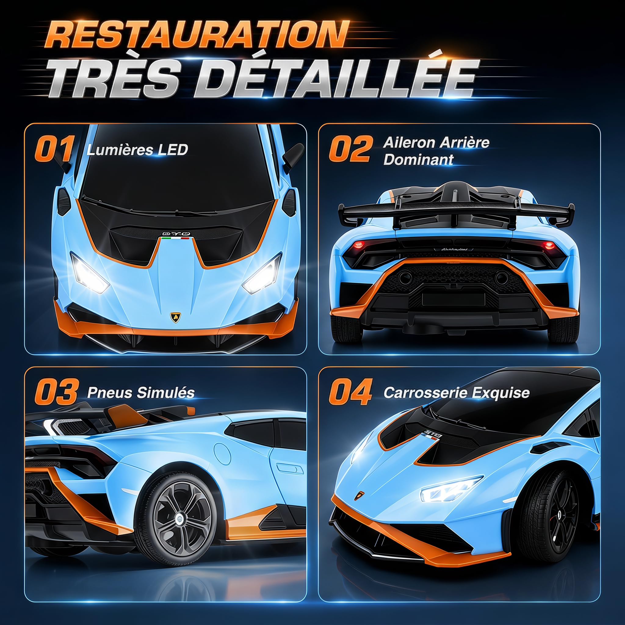 Voiture Télécommandée Lamborghini Huracán STO, Échelle 1:24 Officiellement Licenciée, Voiture Jouet Lambo Haute Vitesse 25 km/h Drift RC avec Lumière LED, Modèles 2.4GHz pour Garçons Filles Adultes