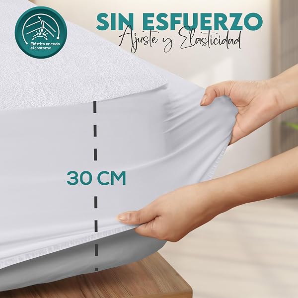 Utopia Bedding Protector Colchón 150 x 200 x 30 cm Impermeable, Certificación Oeko-Tex Funda Colchón, Cubre Colchón Transpirable, Elástico En Todo El Contorno - 4