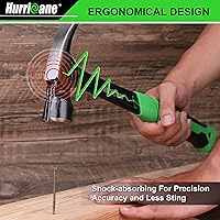 Vista 6 de HURRICANE Martillo de garra de 20 onzas con soporte magnético para clavos, martillo de garra recta con mango absorbente de golpes, martillo forjado