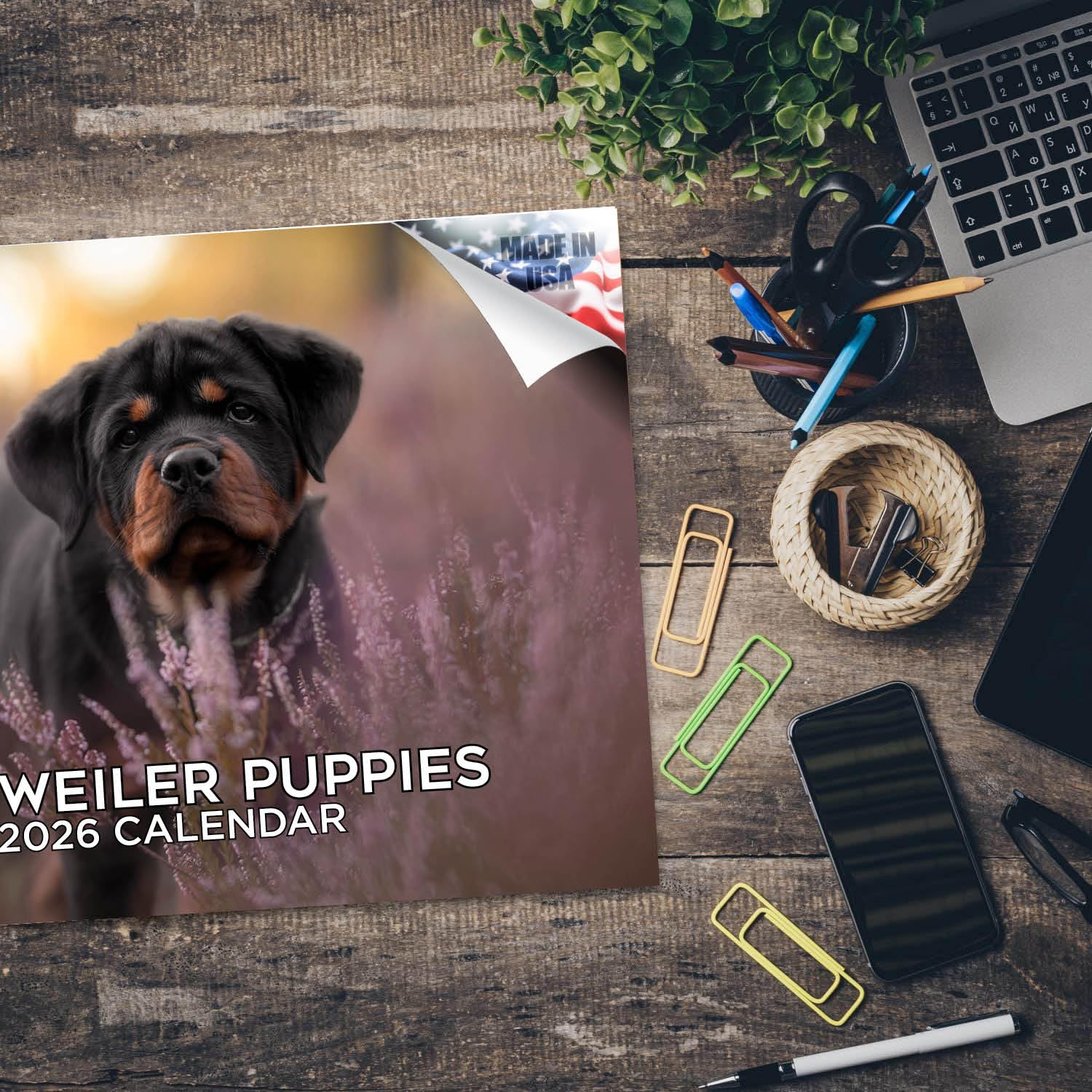 2024 2025 kalendarz szczeniąt rottweiler - miesięczny kalendarz ścienny rasy psów - 30 x 45 cm otwarty - gruby papier bez przebarwień - prezent - akademicki planer nauczyciela kalendarz organizowanie