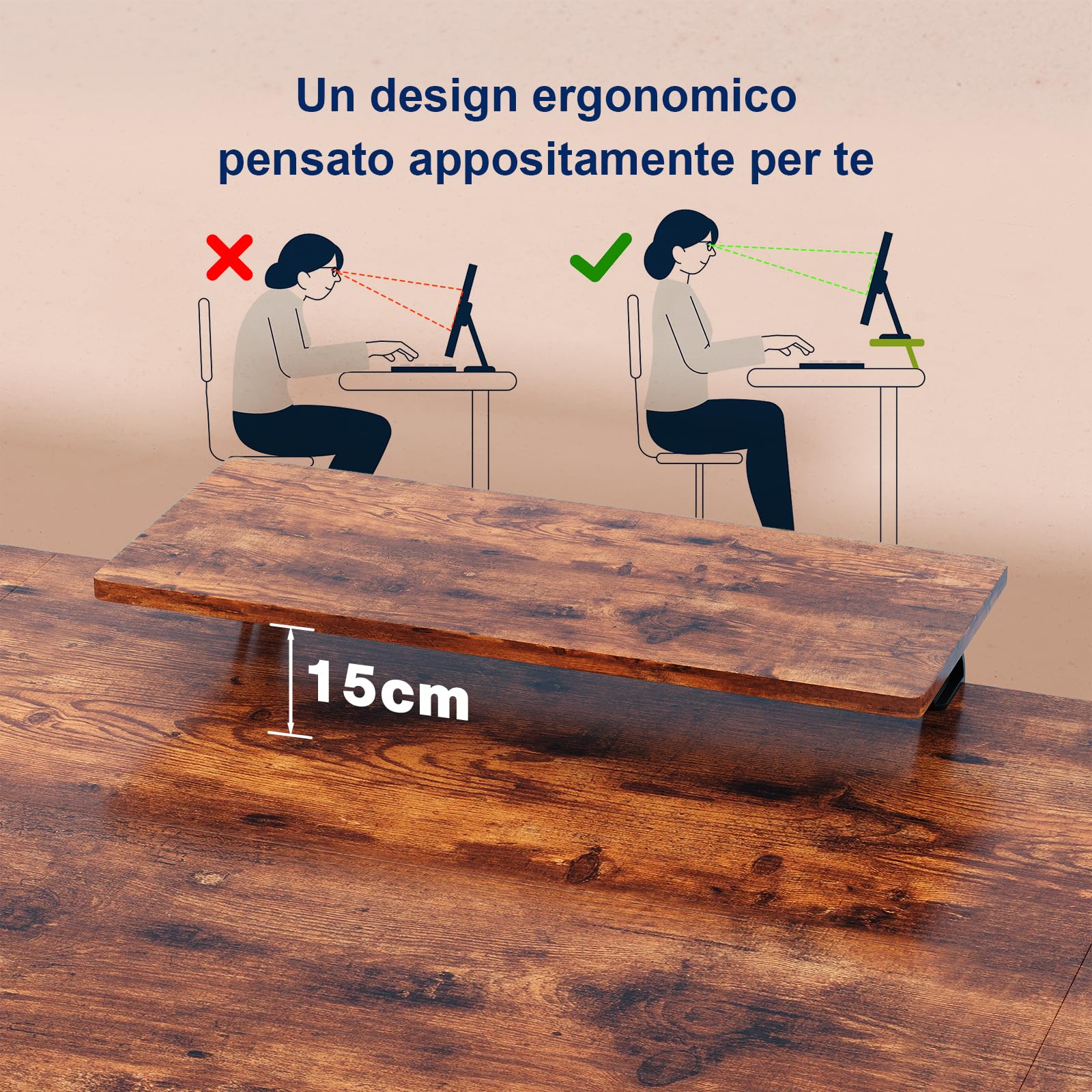 JUMMICO Scrivania regolabile in Altezza, Standing Desk, 160 x 70 cm Marrone | Scrivania da Ufficio Elettrica Regolabile con funzione di memoria, Supporto per Monitor