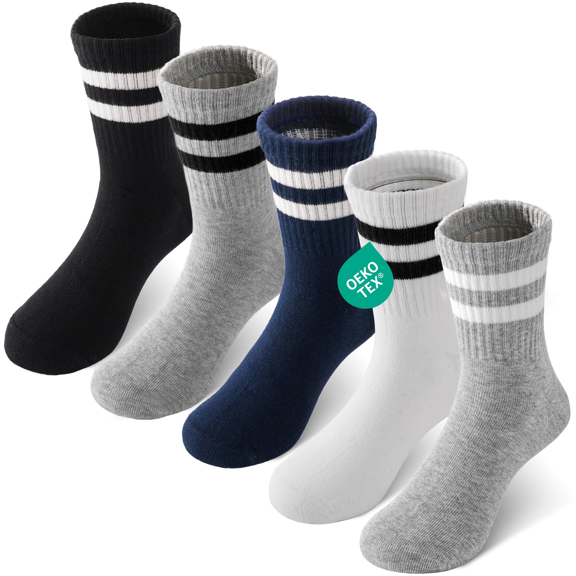 Kids Crew Socks Combed Cotton School Unisex for Boys Girls 5 Pairs