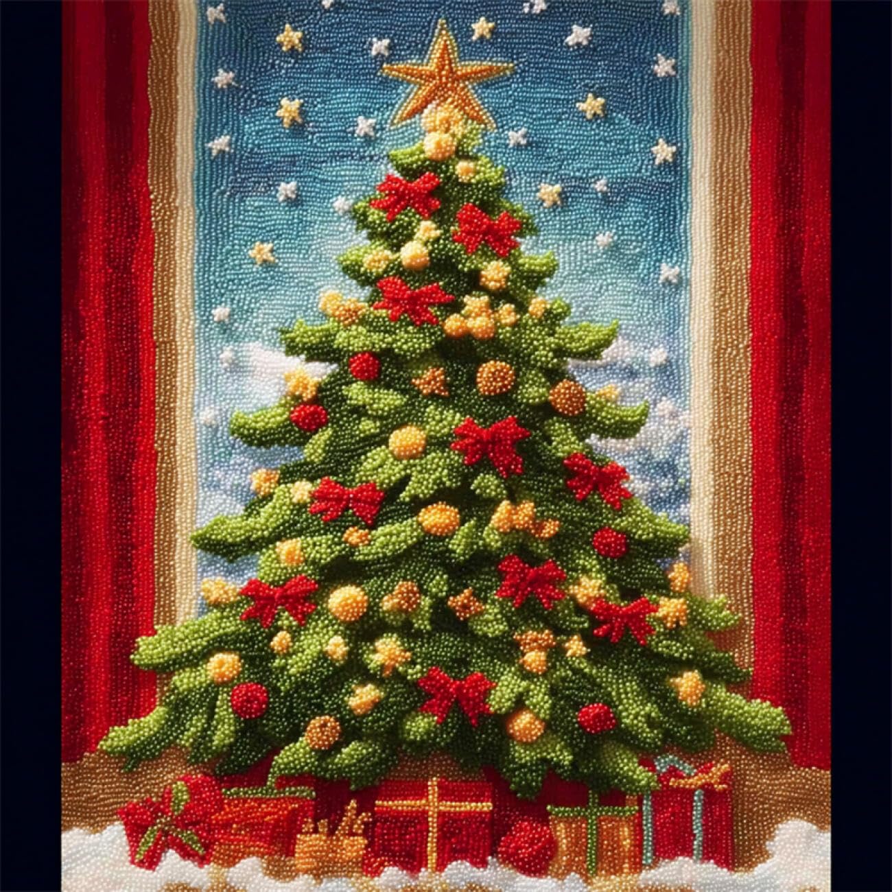 AxiangziK DIY Latch Hook Kits Cartoon Christmas Tree Latch Hook Kits for Beginners，Seniors，3D DIY Enthusiasts Rug Making Set 39x55in