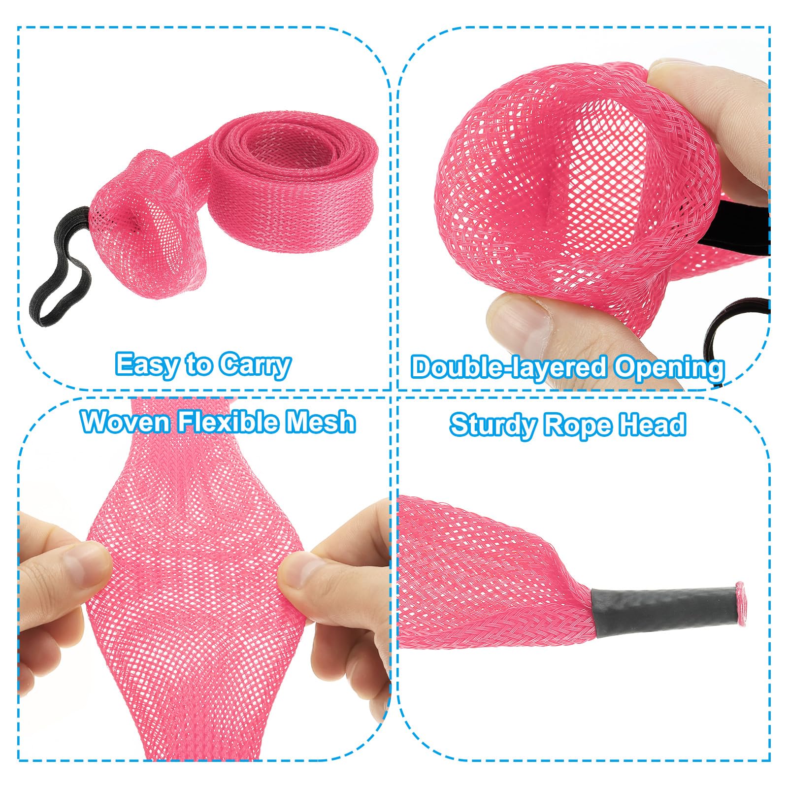 PATIKIL 67 Inch Rod Sock, 2 Pcs Fishing Rod Sleeve Cover Braided Mesh Pole Protector Gloves Fishing Tools Pointed End for Spinning Fishing Rod Fly Rod Ice Rod Casting Rod, Bright Red - Image 3