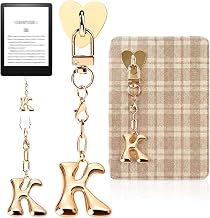 Charm y cadena para tapón antipolvo para Kindle, abalorios de letras del alfabeto con gancho de corazón extraíble, puerto de cargador tipo C, accesorios para enchufe antipolvo compatibles con Kindle E-Reader/Tablet/Phone, regalos para amantes de los libros