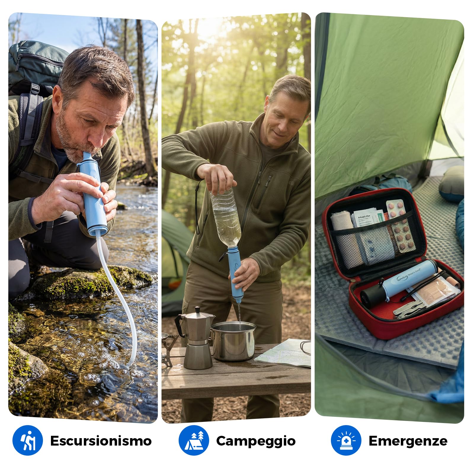 iSpring IFS-B Filtro Acqua a Cannuccia, Filtro Sostituibile. Rimuove Micro-Organismi e Piombo. Testato SGS, Senza BPA. Purificatore Acqua Ultraleggero per Emergenze, Sopravvivenza, Escursionismo