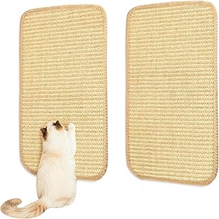 Kratzmatte Katze,2 Stück Kratzbretter Katze Wand,Sisal Teppich für Katzen, Selbsthaftender Kratzwand für Katzenz, Sisalteppich Katzen Kratzbrett,50x25cm,Beige