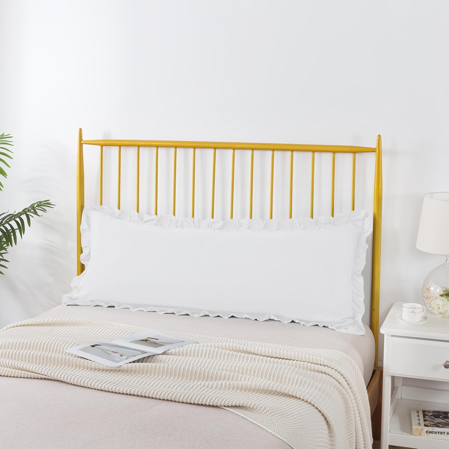 KAIANG 1 Pack Body Size Ruffled Chic Boho Pillow Cases Washed Microfiber Fabric Soft Wrinkle Resistant Breathable Envelope