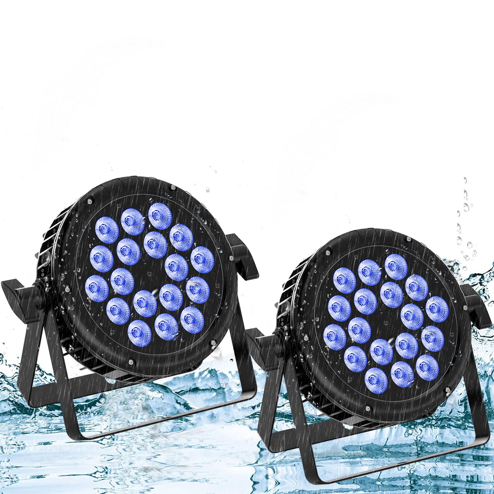U`King 2PCS Luces Escenario LED IP65 Impermeable 180W, RGBW 4 IN 1 LED Par con 105cm Cable de Alimentación y 52 cm Cable D MX, soporte 4/8 CH, Uso para exterior Césped Discoteca Bar Fiesta