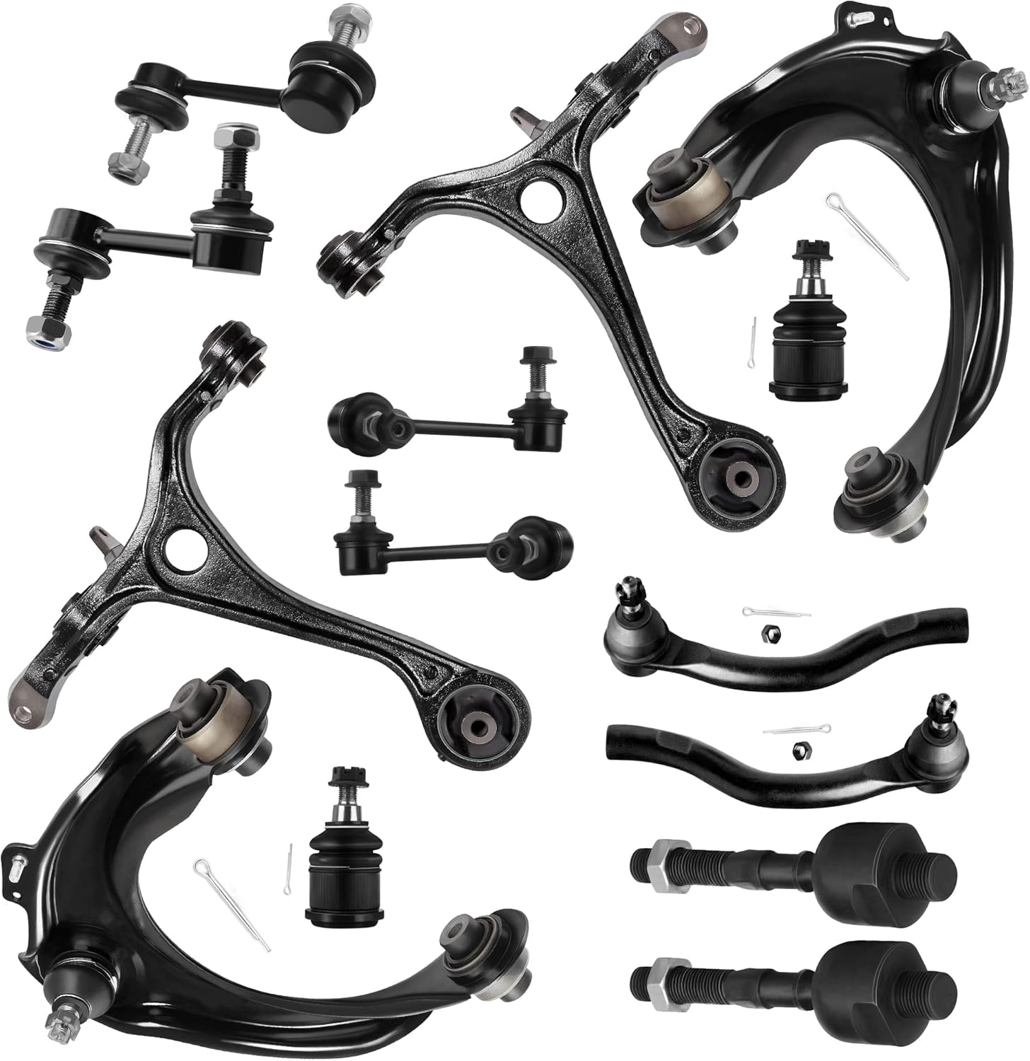 14pc Set Suspension Kit Lower Control Arm Upper Control Arm Inner Tie Rod End Outer Tie Rod End Sway Bar End Link Lower Ball Joint Replacement for Honda for Accord for Acura Tsx