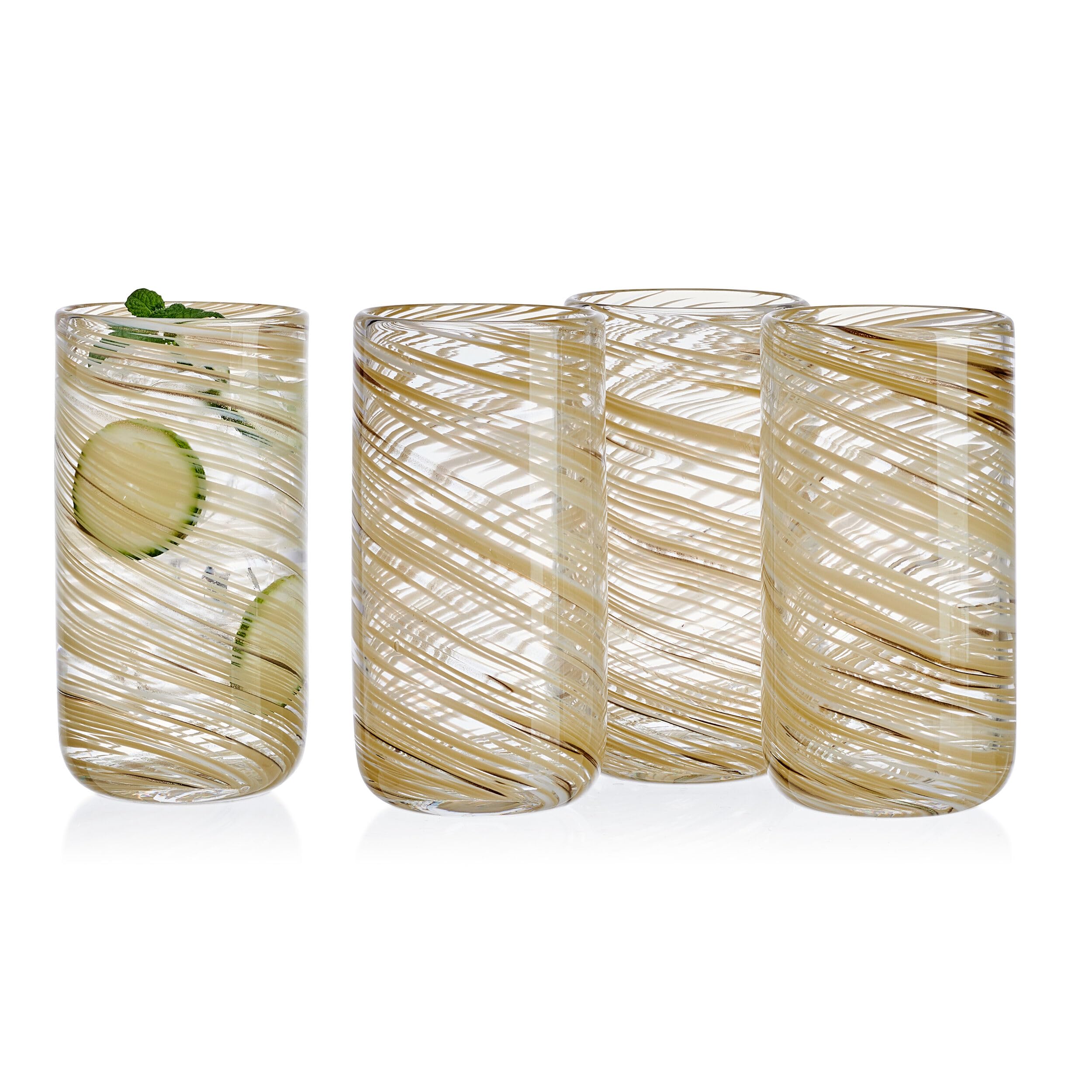 Amazon.com: Mikasa Color Swirl Honey Set of 4 Highball Tall