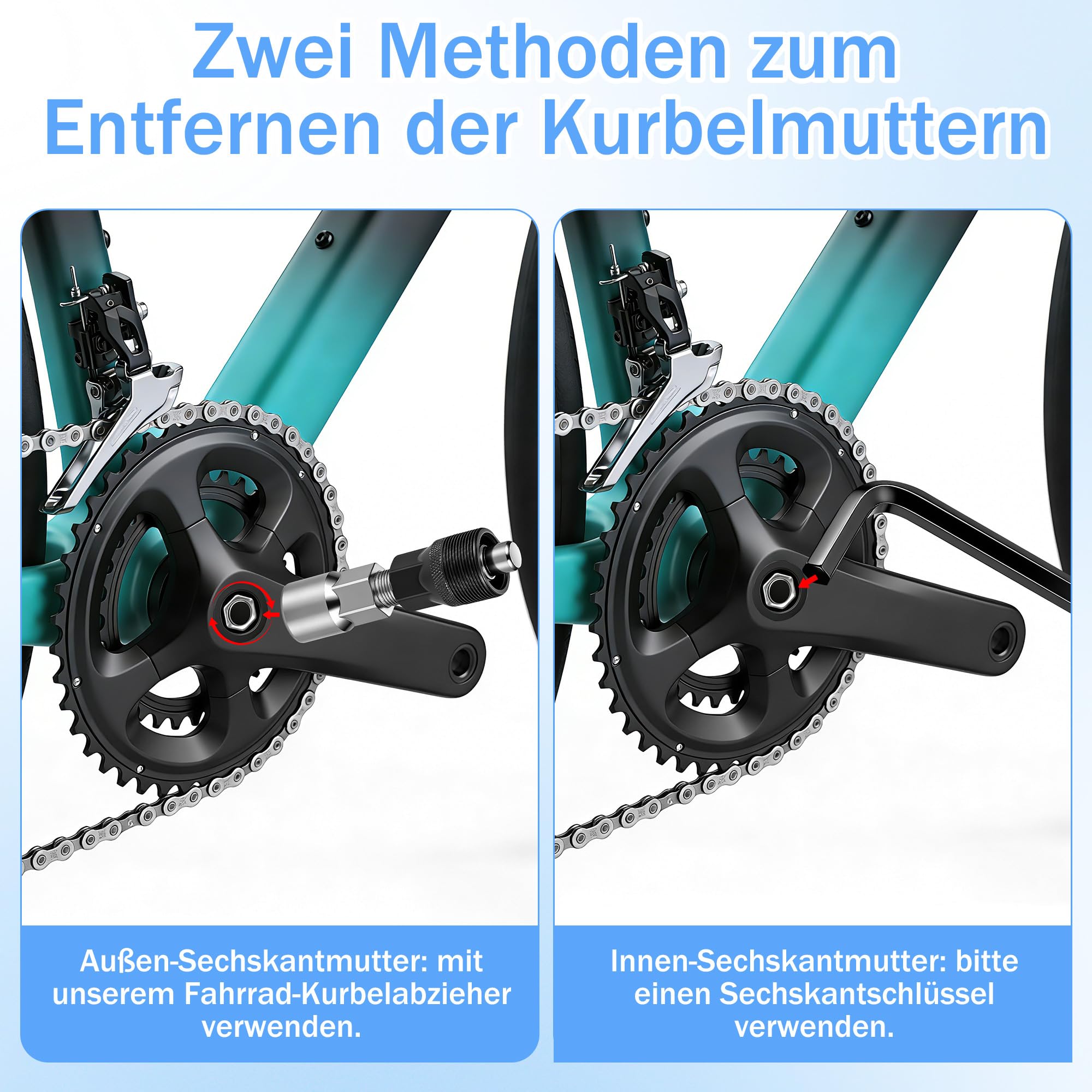 Zocipro Ściągacz korby rowerowej, zestaw narzędzi do suportu rowerowego, narzędzie do suportu i ściągacza korby, klucz 16 mm, klucz do korby rowerowej, zestaw narzędzi do usuwania korby rowerowej