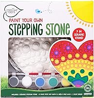 Creative Roots DIY Mosaic Heart Stepping Stone Kit - 7-Inch Ceramic Paint Your Own Garden Stone with 6 Vibrant Acrylic Paints for Kids 8+