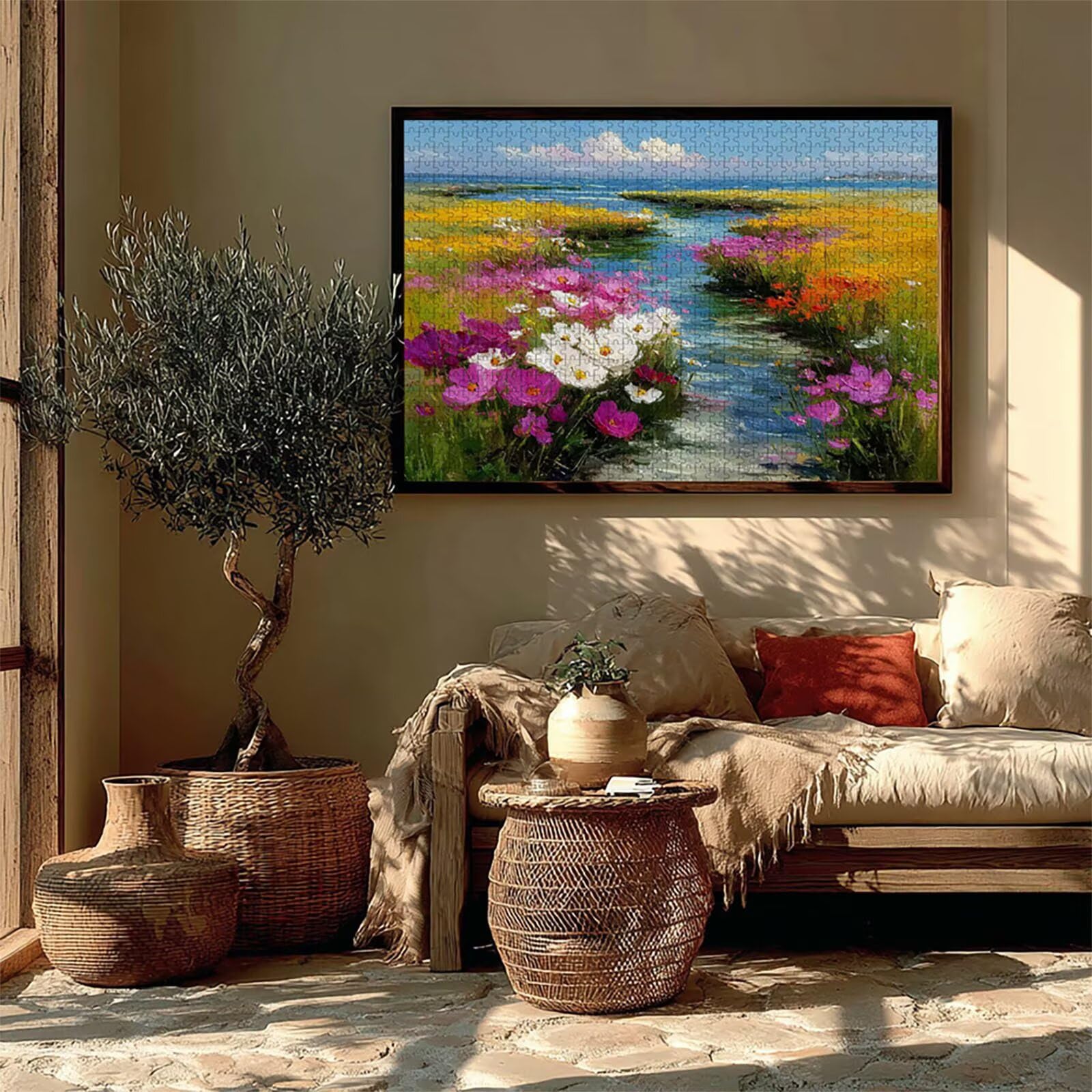 Kwiat Puzzle 3000 sztuk dla dorosłych, drewniane puzzle z pudełkiem 122 x 81 cm, puzzle dla dorosłych o wysokiej trudności, DIY gra logiczna, kreatywna rozrywka, letnia dekoracja, (izolacja) 7-8719
