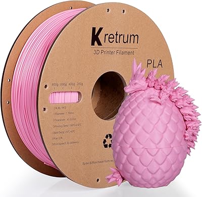 22 – Kretrum Pink PLA 3D Printing Filament 1.75mm 1KG 2.2LBS Cardboard Spool 1.75mm PLA 3D Printer Filament Refills Suitable for Most FDM 3D Prin…