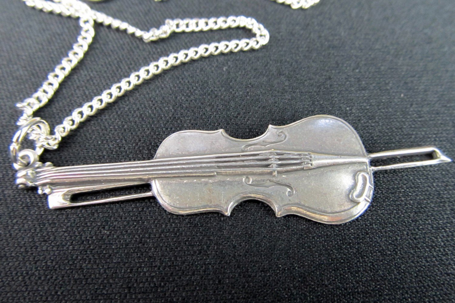 Miniblings Violins Violin Necklace Viola 60Cm Silver 6Cm Violinist