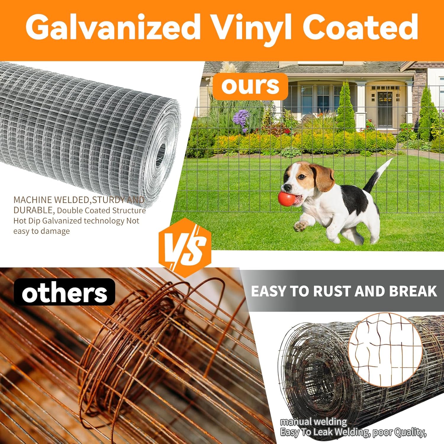 5'×50' Welded Wire Mesh, Galvanized Chicken Wire Fencing 2'' X 4'' 15GA, Garden Decorative Fence for Chicken Coop Barrier, Rabbit Snake Fences, Poultry Enclosures