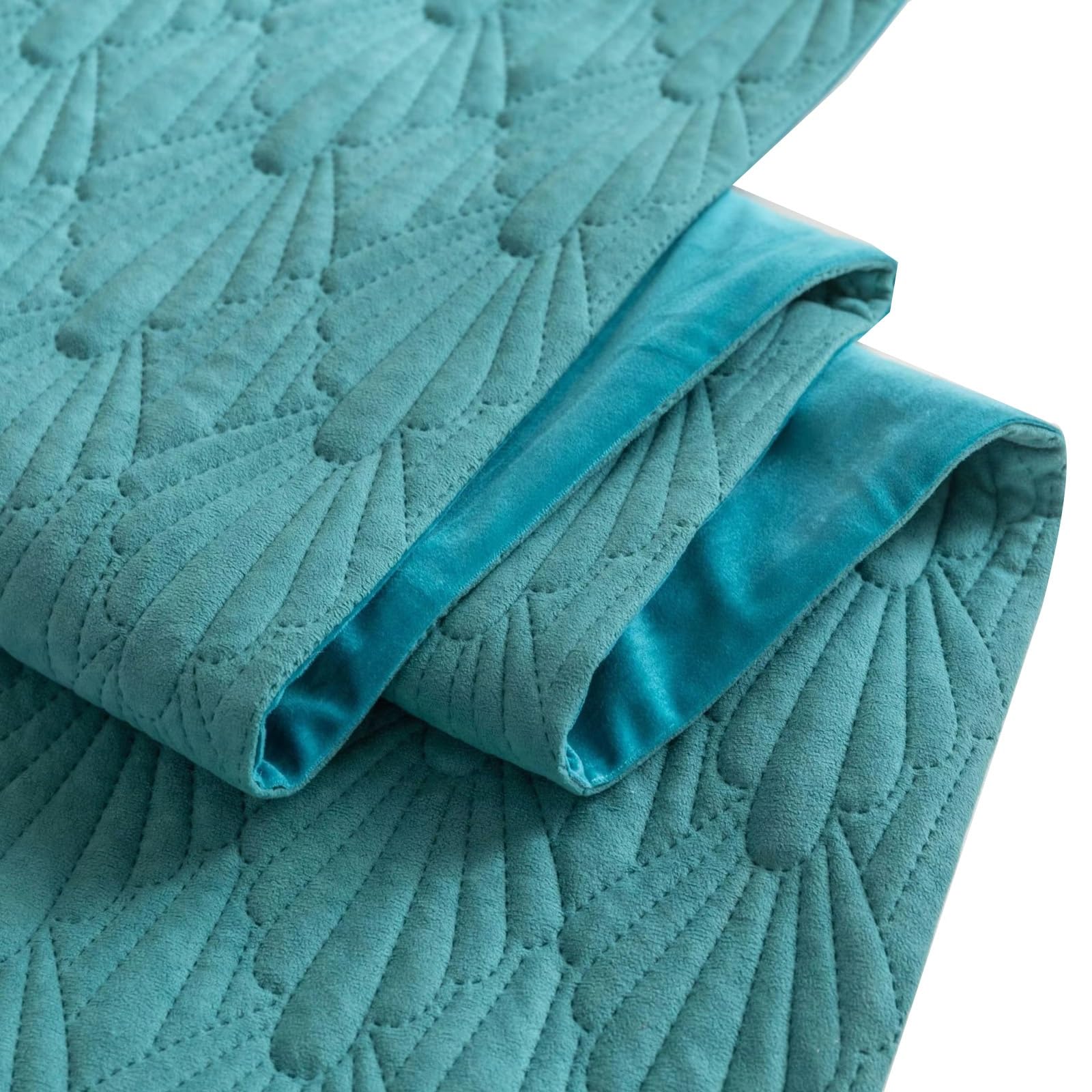 Couvre-lit velours hollandais 240cm chic bleu ciel pour lit double haut de gamme