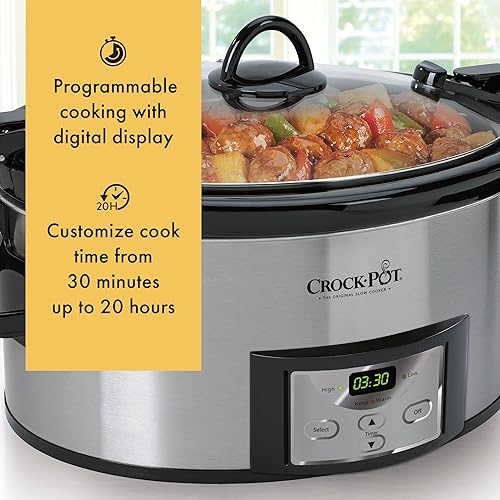 Miniatura 5 de Crock-Pot Cook & Carry - Olla de cocción lenta programable de 6 cuartos de galón con temporizador digital de acero inoxidable (CPSCVC60LL-S) paquete