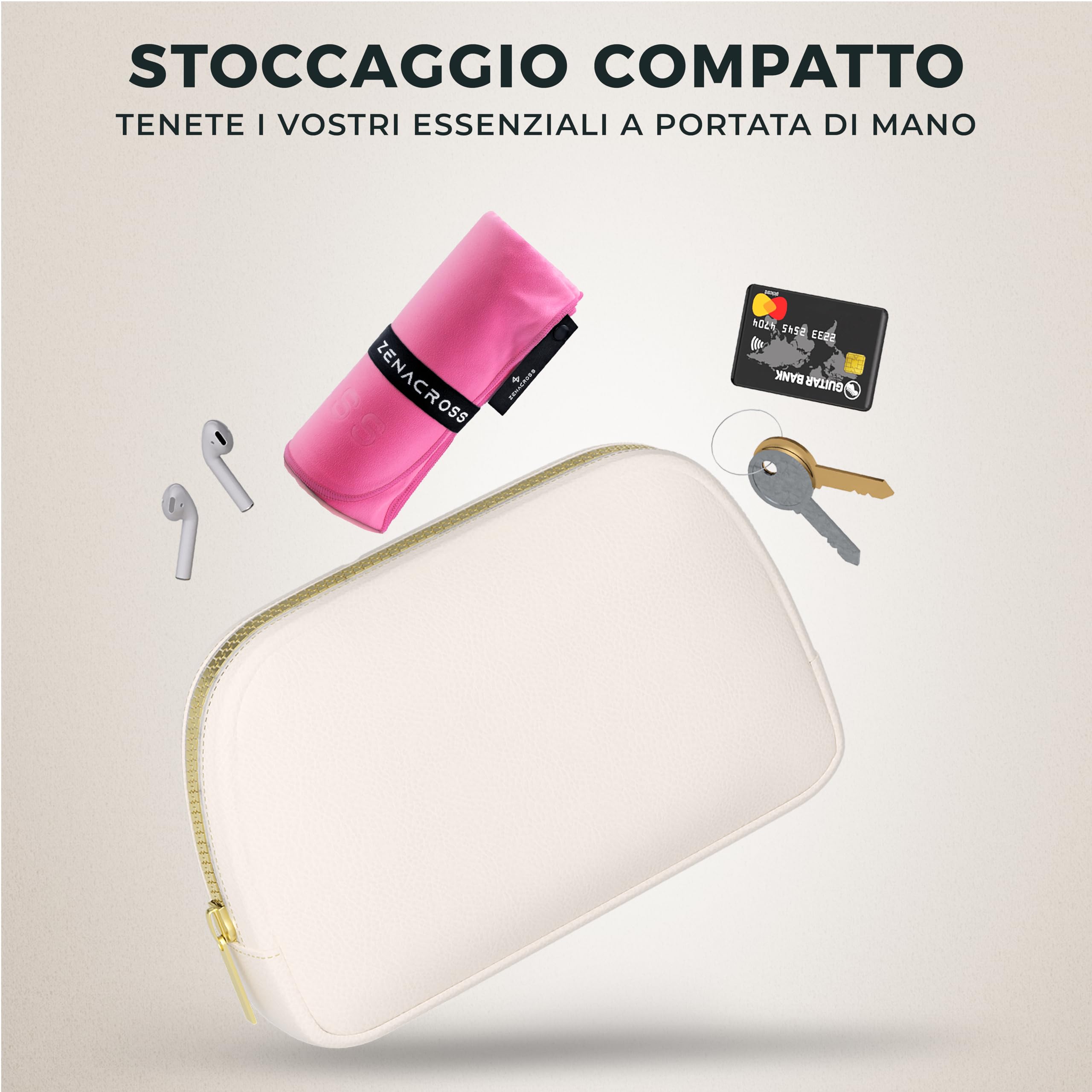 Zenacross Asciugamano Palestra 50x30cm - Asciugamano Microfibra a Rapida Asciugatura e Versatile - Telo Palestra Taglie S - Rosa