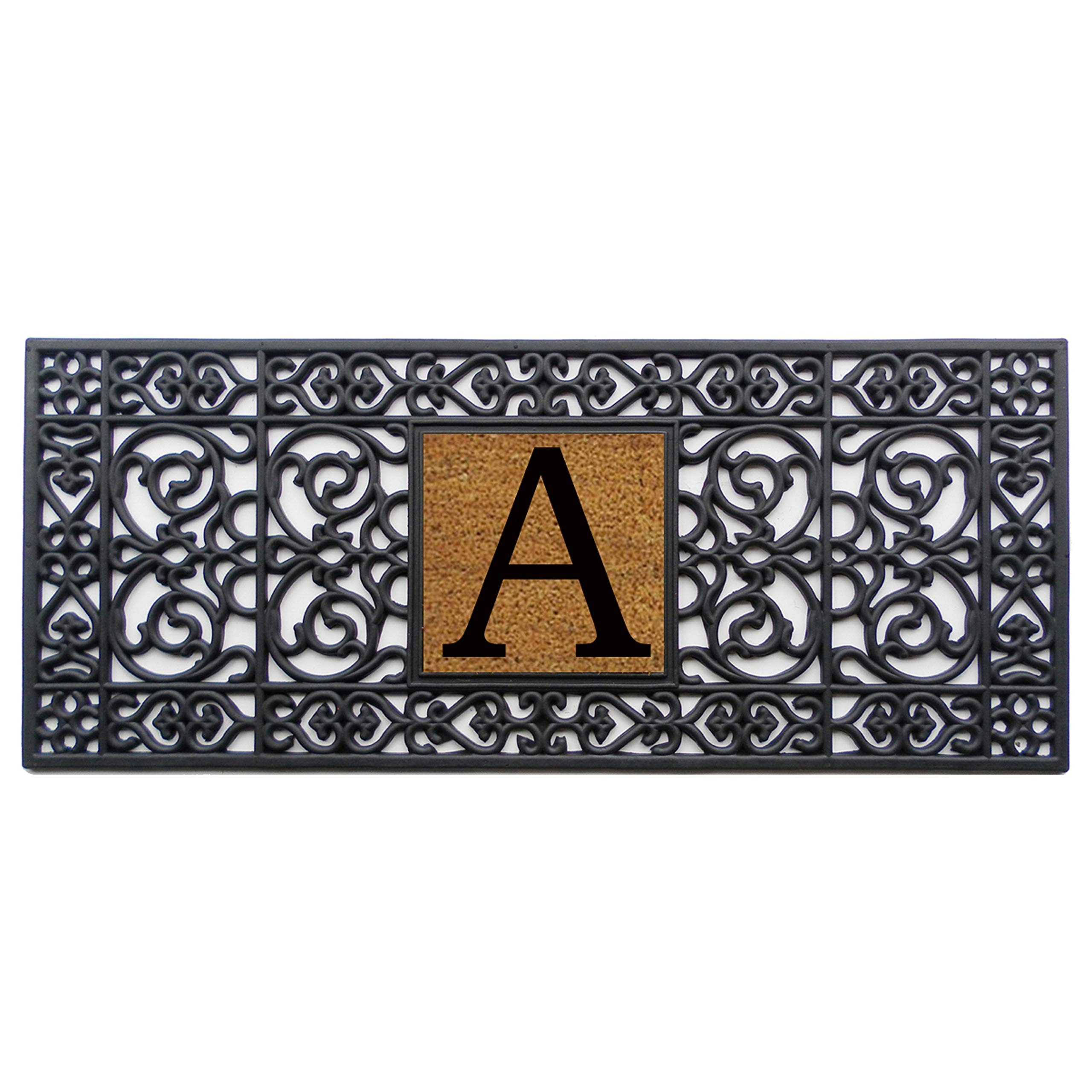 Calloway Mills 170011741A Rubber Monogram Doormat, 17" x 41" (Letter A)