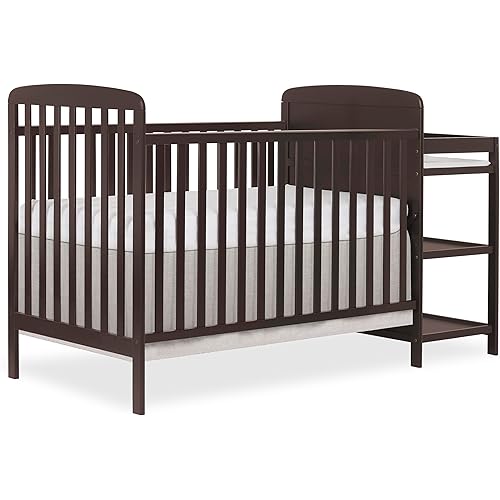 Dream On Me Anna 4 in 1 Full Size Crib and Changing Table Combo in Chocolate Chip, Greenguard & JPMA Certified, Converts from Baby Crib to Toddler Bed and Day Bed