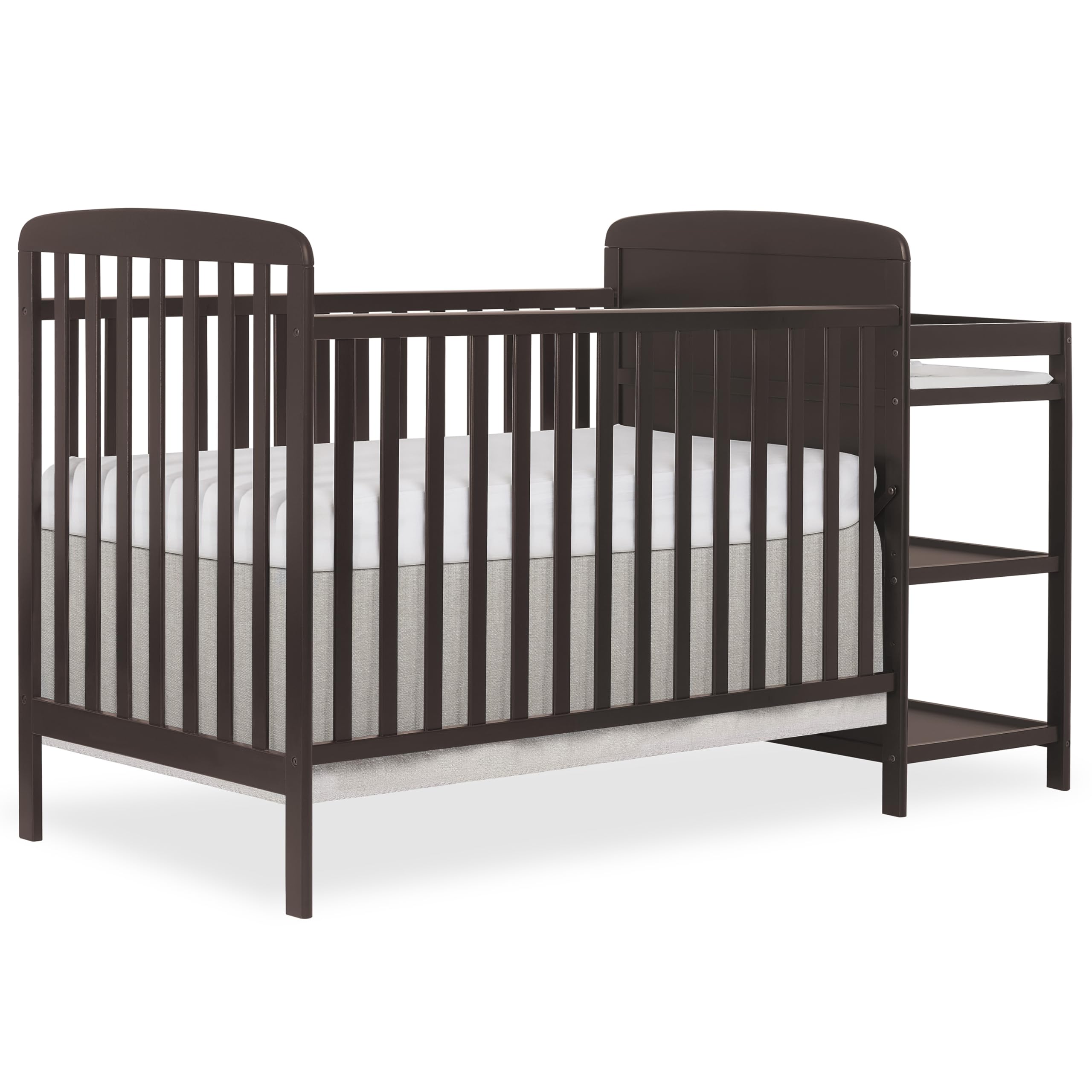 dream on me anna 4 in 1 full size crib and changing table combo in chocolate chip, greenguard & jpma certified, converts from baby crib to toddler bed and day bed (incomplete one box of two only)
