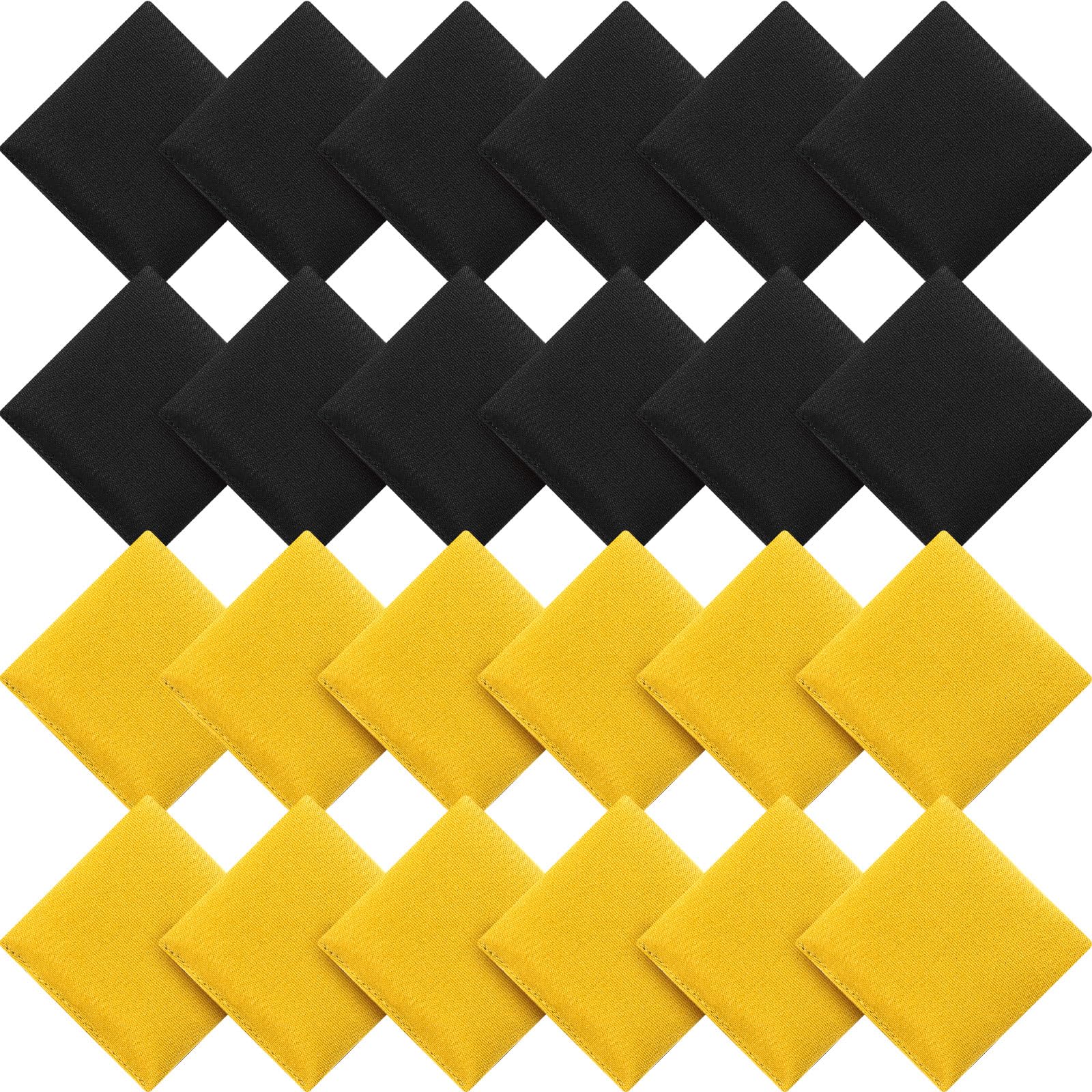 Sotiff24 Pcs Bean Bags Mini Nylon Cornhole Bean Bags for Kids Tossing Fun Sports Outdoor Family Games Carnival Toy Patriotic Small Beanbag Hand Toss Party Game Supplies for Kid Adult (Black, Yellow)