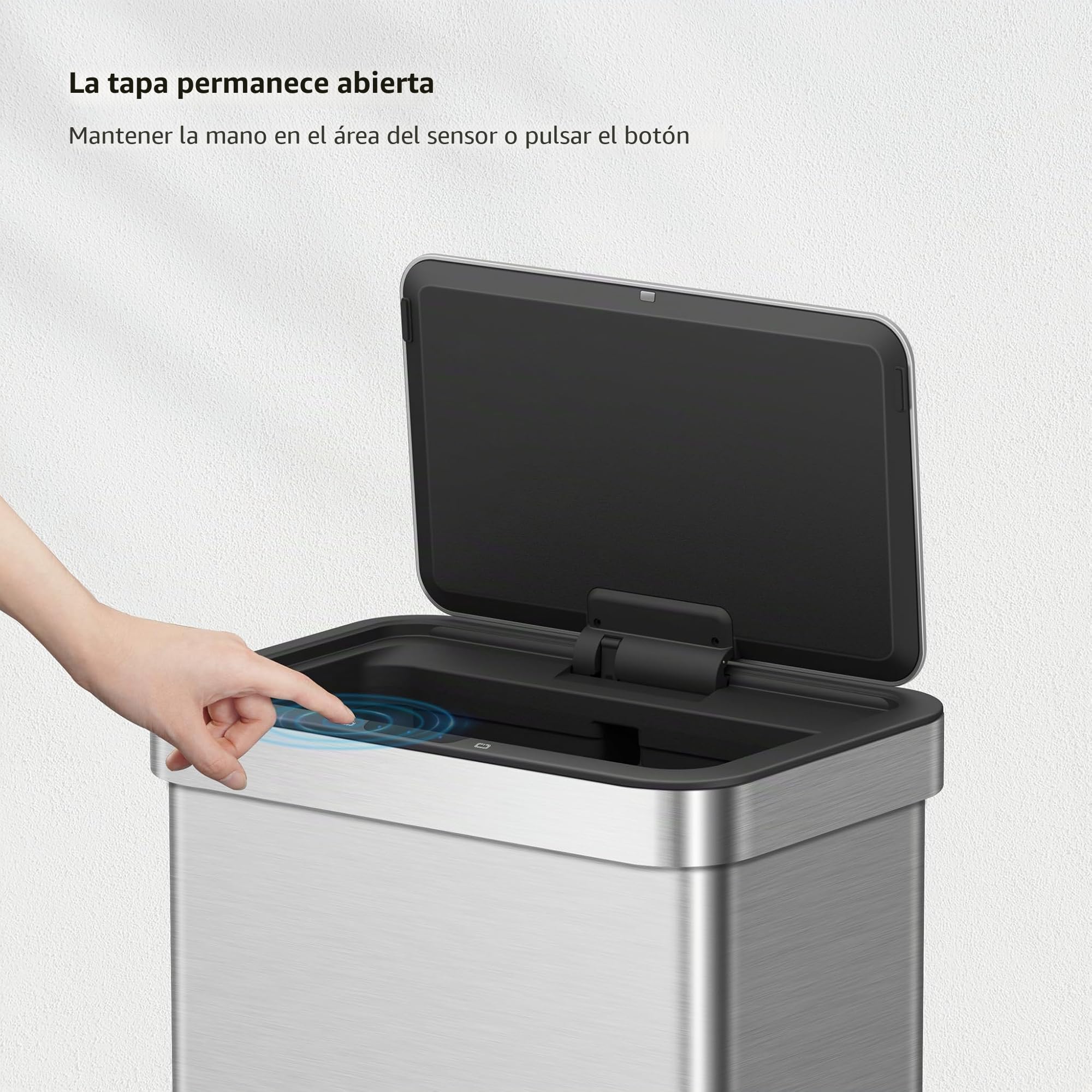 EKO Cubo de basura con sensor NOVA de 80 L, cubo de basura de cocina automático, con sensor de movimiento, tapa de cierre suave, resistente a las huellas dactilares, acero inoxidable mate