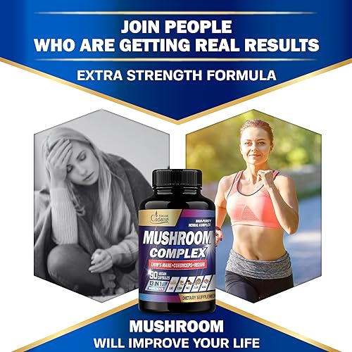 Miniatura 6 de Organic Cadane Suplementos complejos de hongos para suministro de 3 meses  Melena de león 13 en 1, Cordyceps Sinensis, Reishi, hongo de cola de