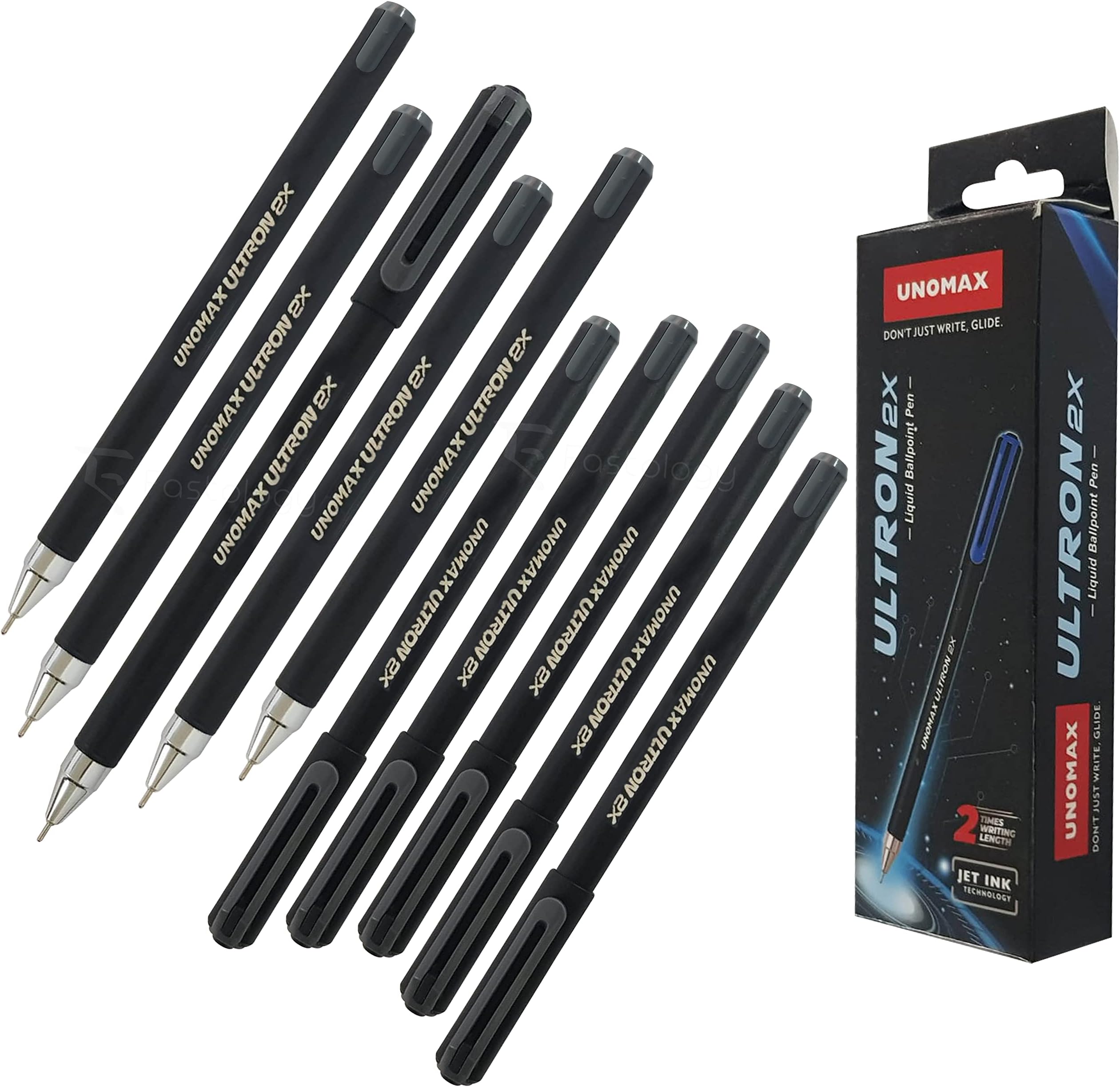 BLACK Ballpoint Pens, 0.7mm Fine Point, Pack of 10, Ultron 2XST Ball Pens, Smooth Writing, School Office Home Use, PATEL Black Ball Pen