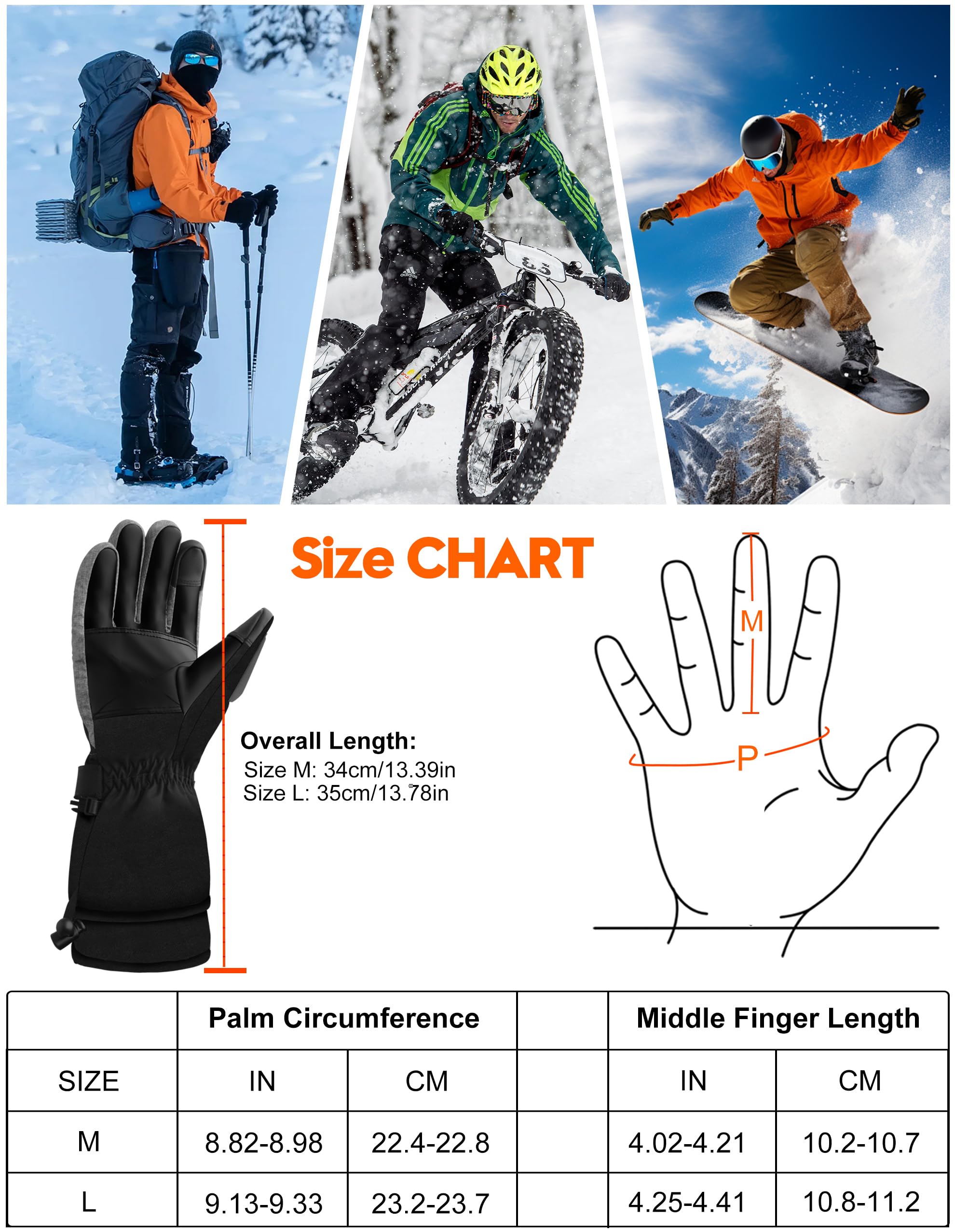 SVPRO Guantes calefactados, 5 V, 6000 mAh, recargables, para hombres y mujeres, guantes de calefacción eléctrica impermeables y resistentes al viento para esquí, caza, motociclismo, senderismo