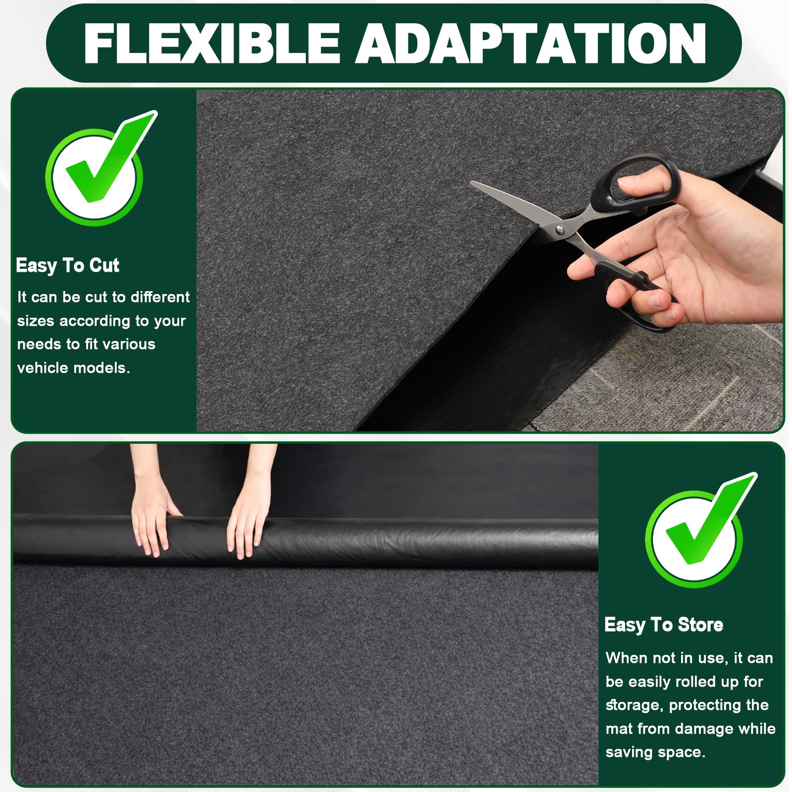 Garagenbodenmatte 253 × 221 cm, wasserdichte Ölauffangmatte zum Schutz von Böden, Garagenmatte für Garage, Eingangsbereich, Kofferraum, Büro und Outdoor