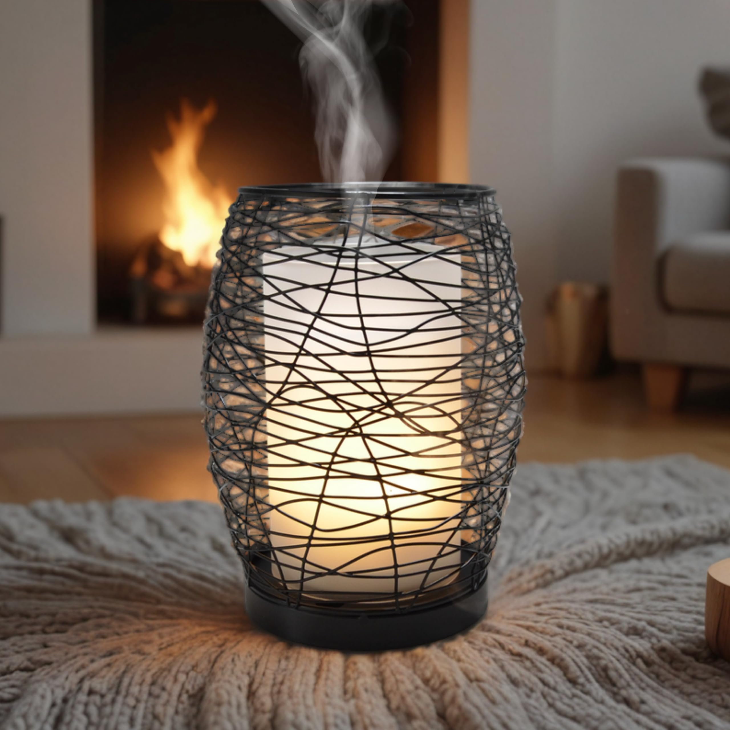 Zen’Arôme Diffuseur d’Huile Essentielle Volupsia – Diffuseur Ultrasonique Aromathérapie à Froid - Diffuseur Électrique Parfum Maison avec Télécommande - Éclairage LED Effet Bougie – en Métal et Verre