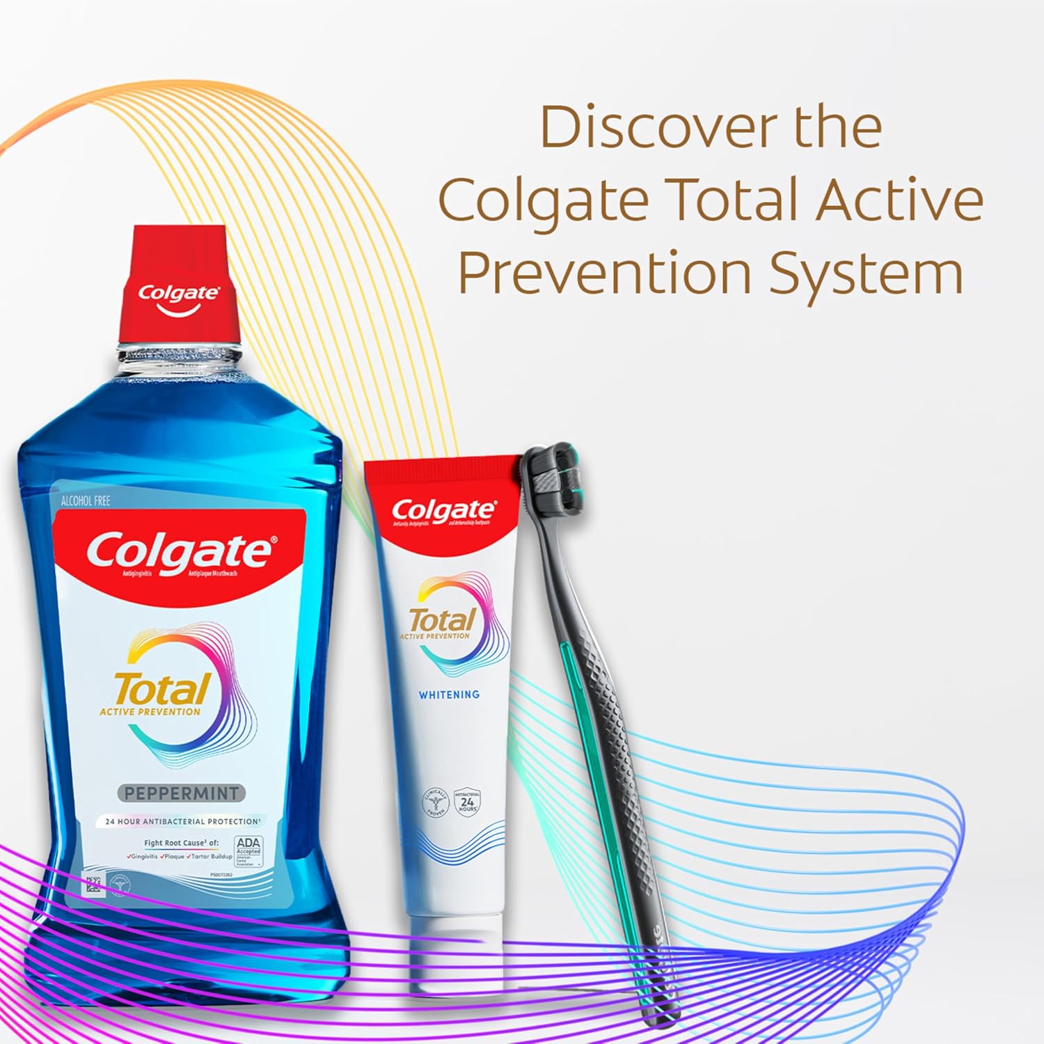 Colgate Total Active Prevention Soft Bristle Whitening Toothbrushes, Soft Toothbrush with Charcoal Infused Bristles, Helps Whiten and Reaches Deeper Along the Gumline and Between Teeth, Black, 2 Pack