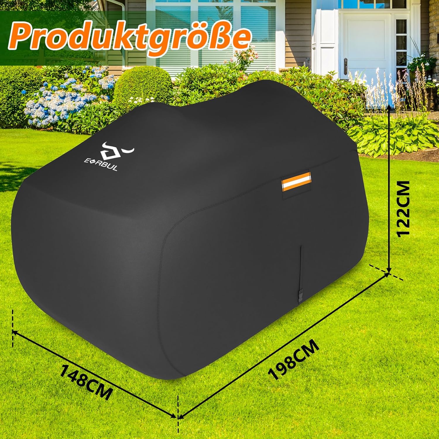 EVRBUL Cubierta para cortacésped resistente al agua 420D, resistente a los rayos UV, a prueba de polvo, para el almacenamiento de cortadoras de césped al aire libre, con bolsa de almacenamiento