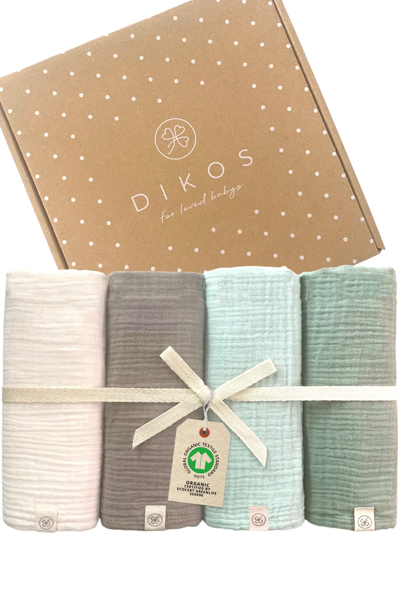 Dikos Premium Baby Muslin Cloths Set of 4 Mint