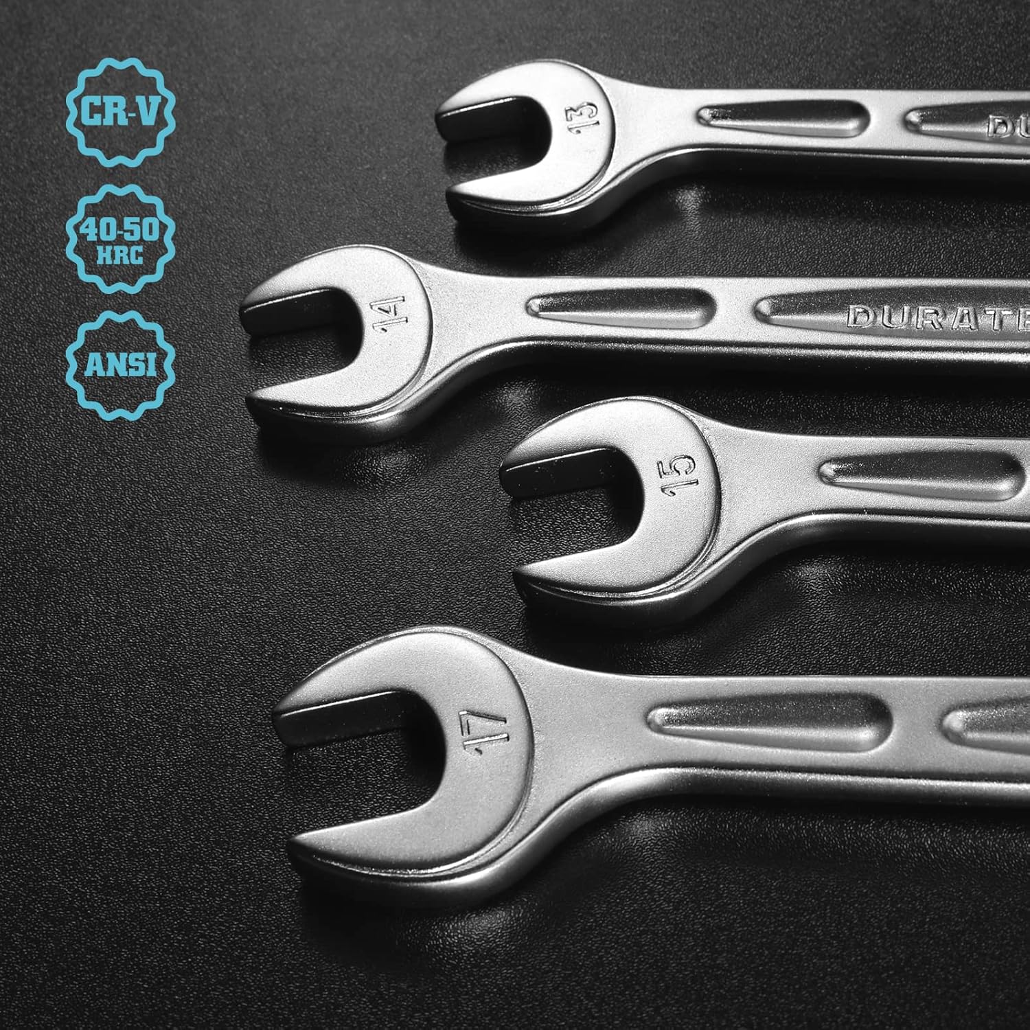 DURATECH Ratcheting Combination Wrench Sets, Metric 8mm to 19mm open end wrench set, 8-Piece, 90-Tooth, Chrome Vanadium Steel, Heat Treatment, Sand Blasting and Bright Chrome Plating Box Wrench Sets