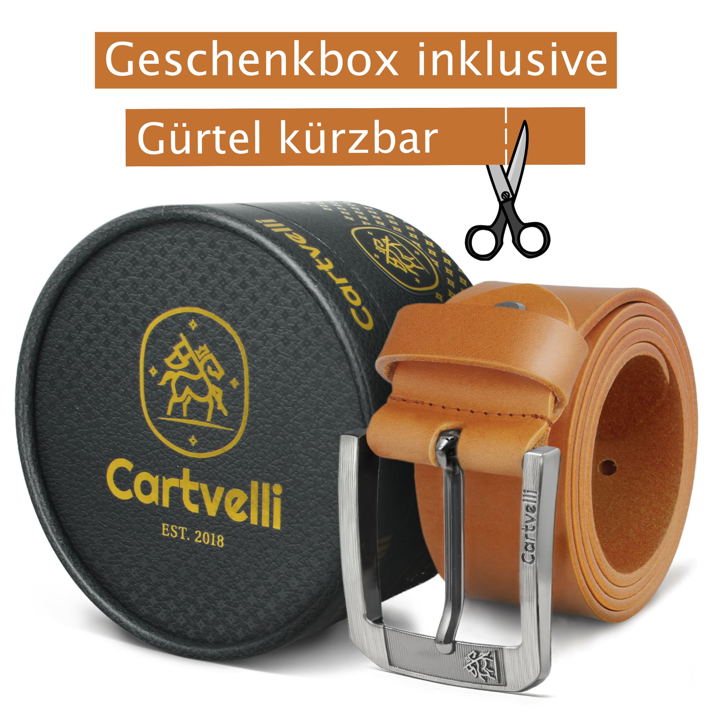 Premium Ledergürtel Herren Made in Italy mit Geschenkbox Echt-Leder Herrengürtel Vollleder Jeansgürtel breiter Leder Gürtel 40mm Gürtel kürzbar