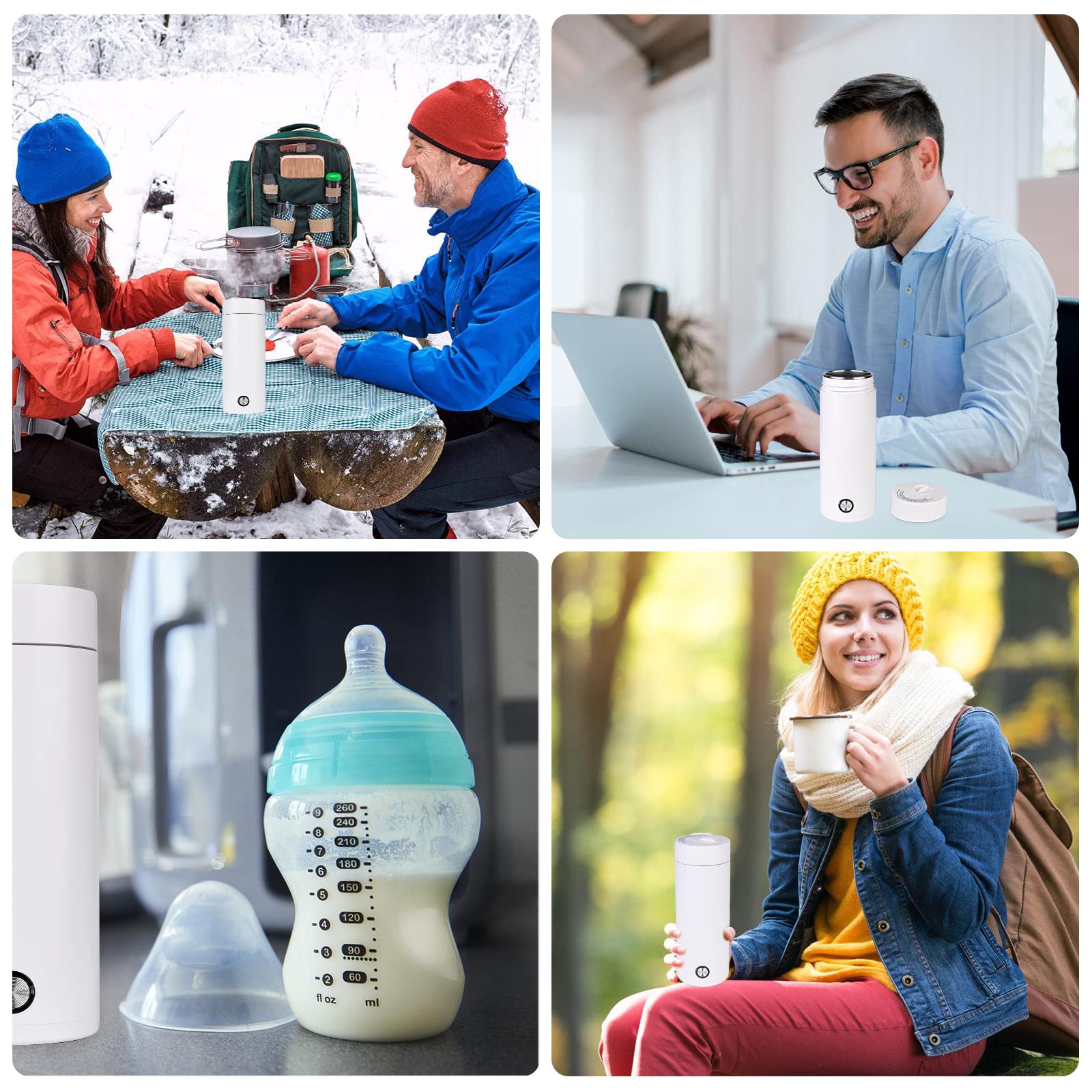 Vegena Petite bouilloire électrique portable - 400 ml - Mini bouilloire électrique avec arrêt automatique - 5 min d’ébullition rapide pour thé, lait, café - Blanc