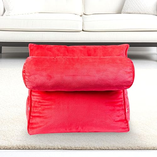 Miniatura 6 de Cheer Collection Almohada de cuña de lectura para sofá y cama con almohada ajustable para el cuello, lavable a máquina, rosa intenso