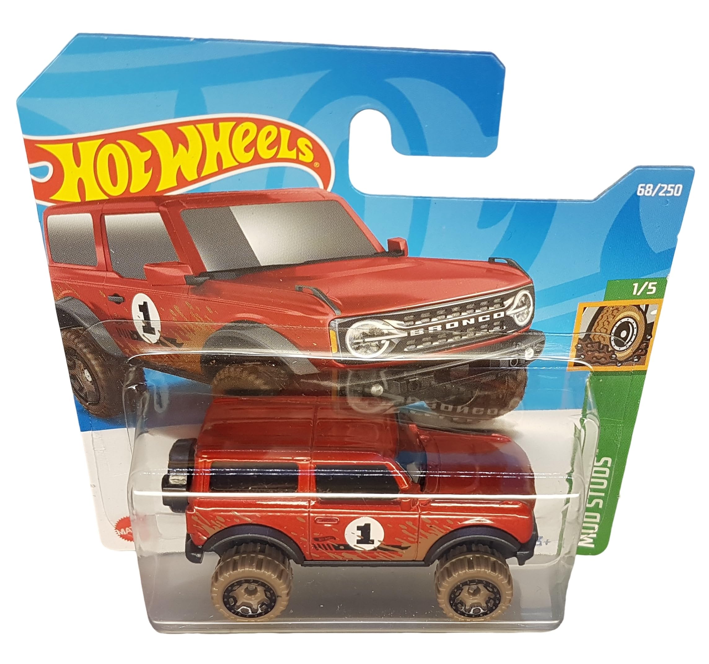 Hot Wheels - ´21 Ford Bronco - Mud Studs 1/5 - HCW91 - Short Card - Off-Road Vehicle - Red - Mattel 2022 - Image 2
