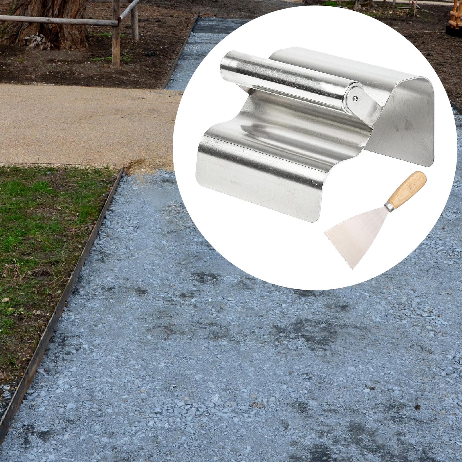 Fenteer Paleta para Bordillos de Paisajismo, Herramienta Portátil Ideal para Trabajos con Cemento Y Masilla, Onda de Plata