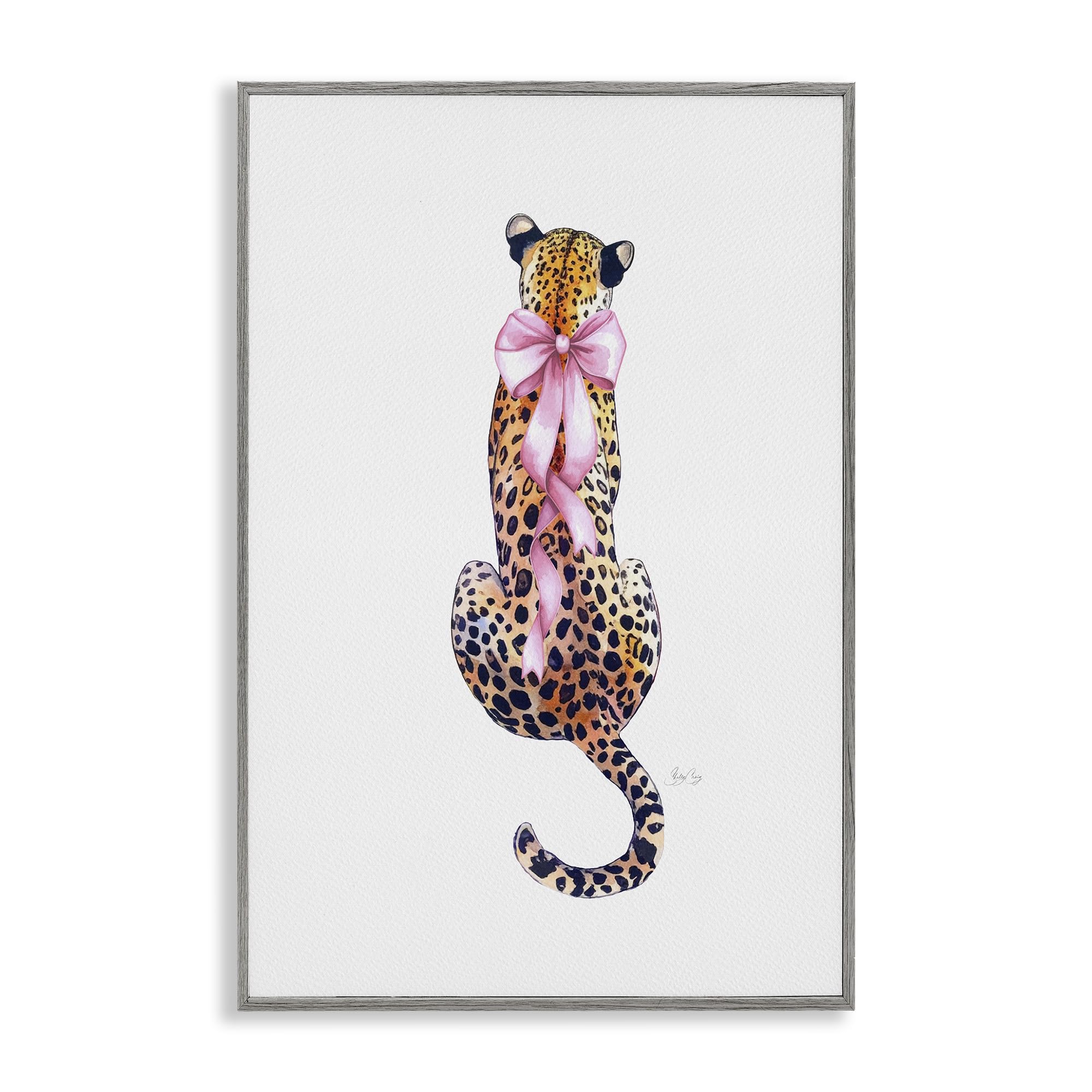 Stupell Industries 'Poised In Pink Cheetah', Framed Giclee Art, Gray, 16 x 24 Inches, Easy to Hang and Sturdy, Made in USA, by Shelly Craig