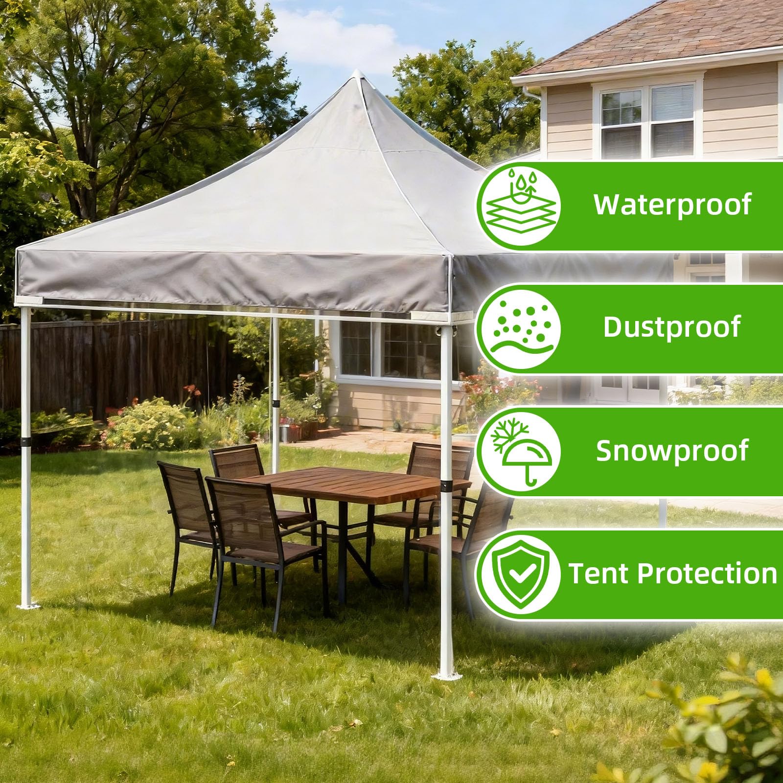 Toit de Pavillon 3x3 m en PVC Transparent, Bâche de Rechange Imperméable 270 g/m², Toit Pointu pour Tonnelle de Jardin, Compatible Tente Pliante, Abri de Jardin & Party Tent