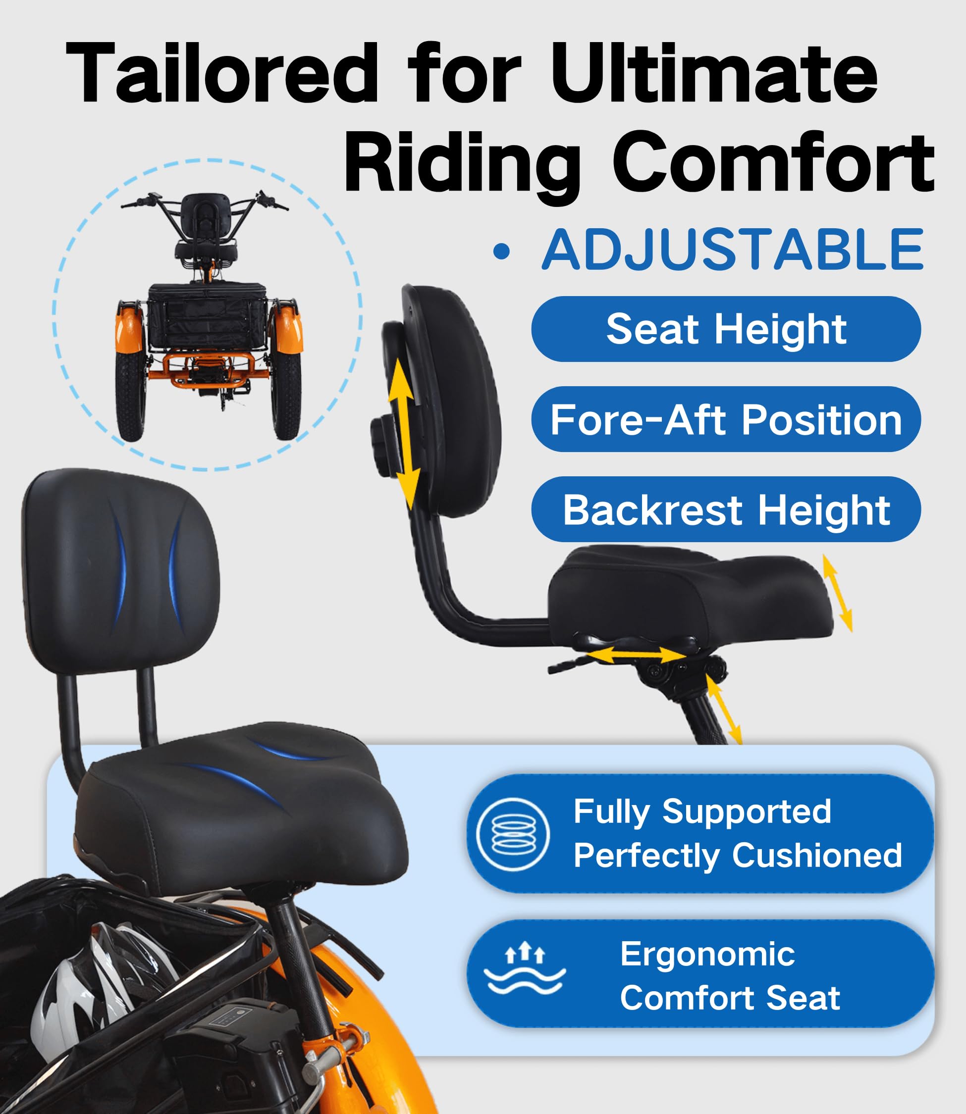 2.0 Electric Tricycle for Adults, 20"x4" Fat Tire Folding Electric Trike, 750W 48V 20Ah Battery, Built-in Speaker, USB Port, 7 Speed, 3 Wheel E-Trike