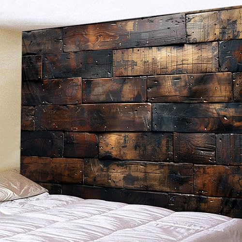 Miniatura 6 de Tapiz estético de tela de pared, tapiz decorativo de madera, retro, para oficina, fondo de habitación, para dormitorio, jardín al aire libre,